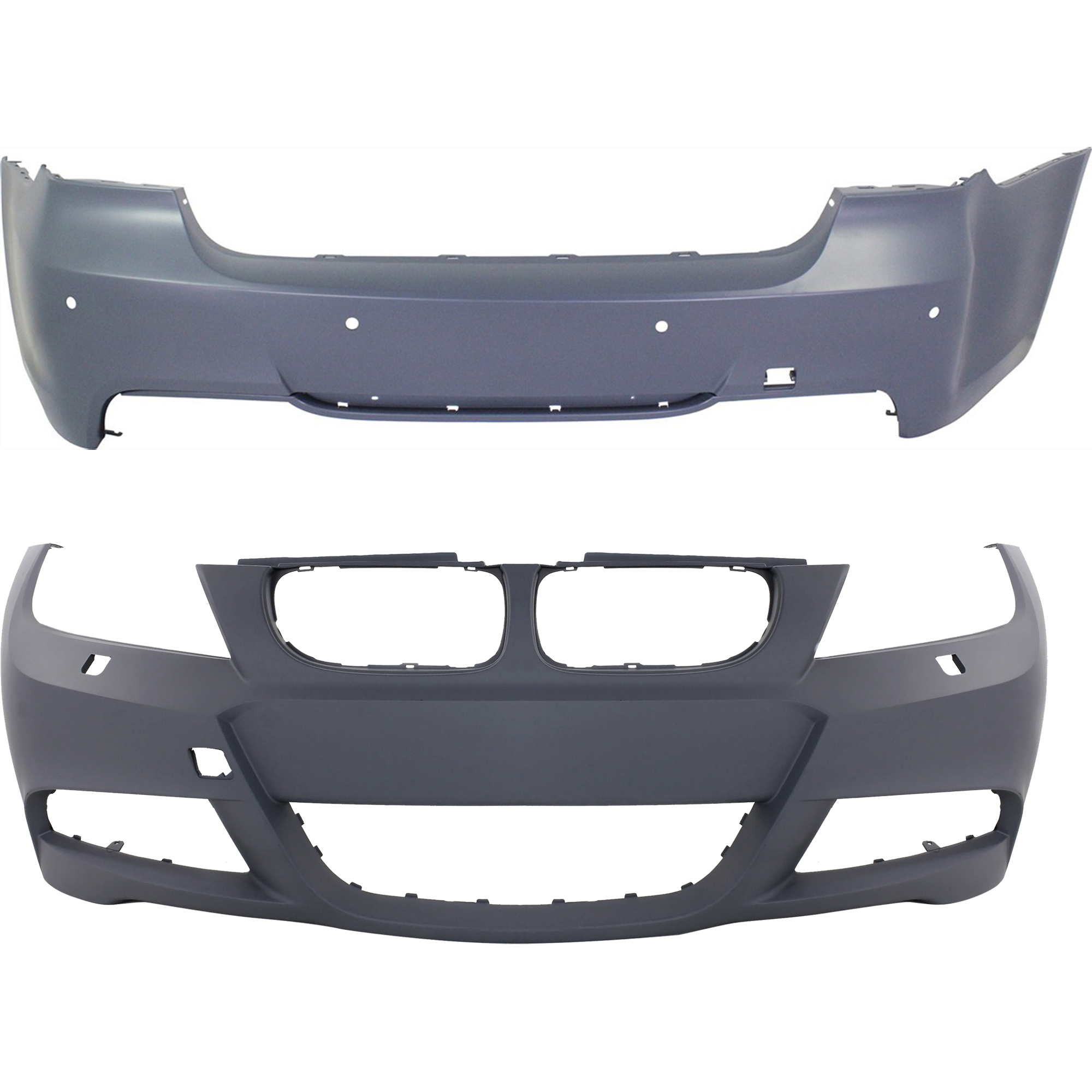 AM 3 SERIES 06-11 FRONT AND REAR BUMPER COVER Primed 3.0L Eng w M Pkg Sedan SKU SET REPB760162P 2 Partslink BM1000249 BM1100230 OEM 51118049257-51128041139