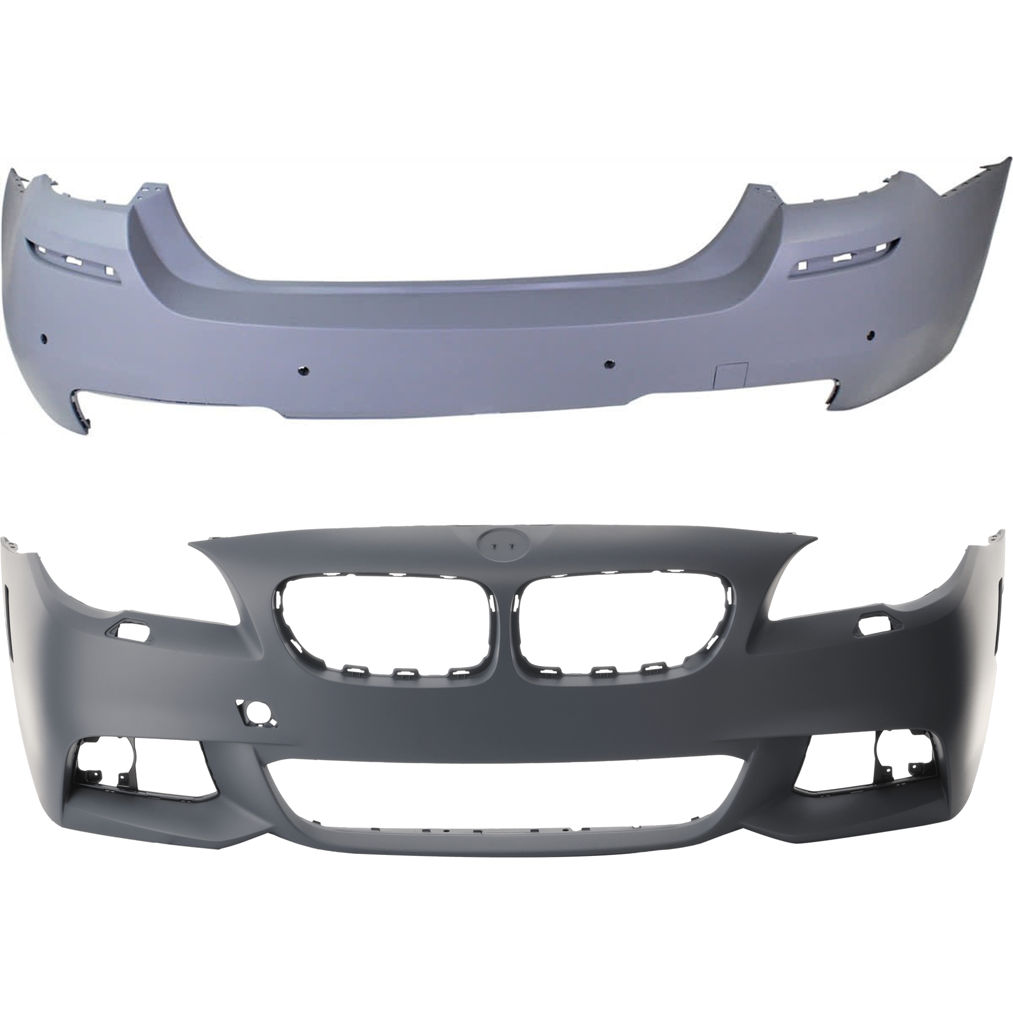 AM 5 SERIES 11-13 FRONT AND REAR BUMPER COVER Primed w M Pkg Front w o parking aid sensor holes Rear w parking aid sensor holes SKU SET REPBM010314P A