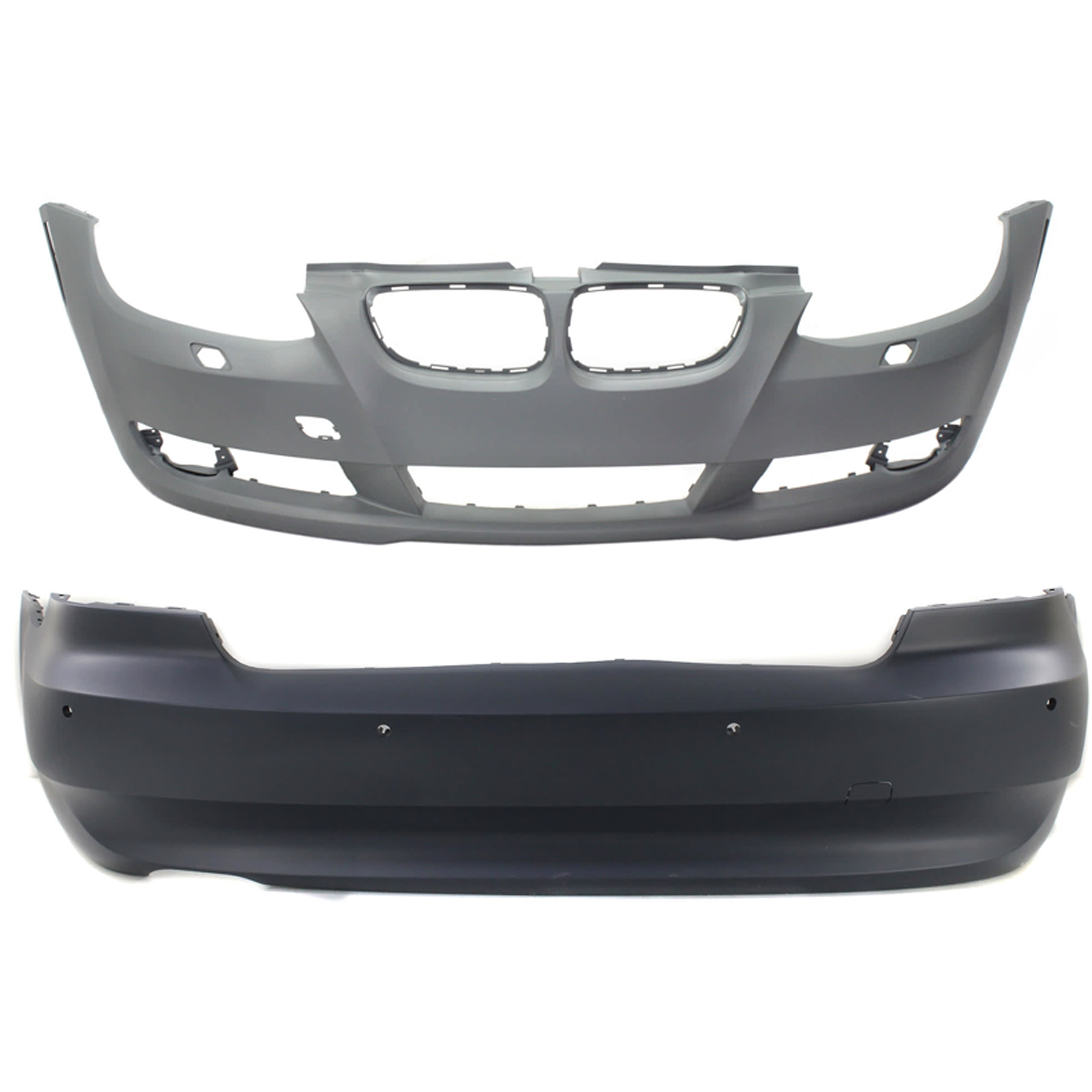 AM 3 SERIES 07-10 FRONT AND REAR BUMPER COVER Primed 3.0L Eng w o M Pkg w PDC Sensor Holes Convertible Coupe To 3-10 SKU SET REPBM010329P A