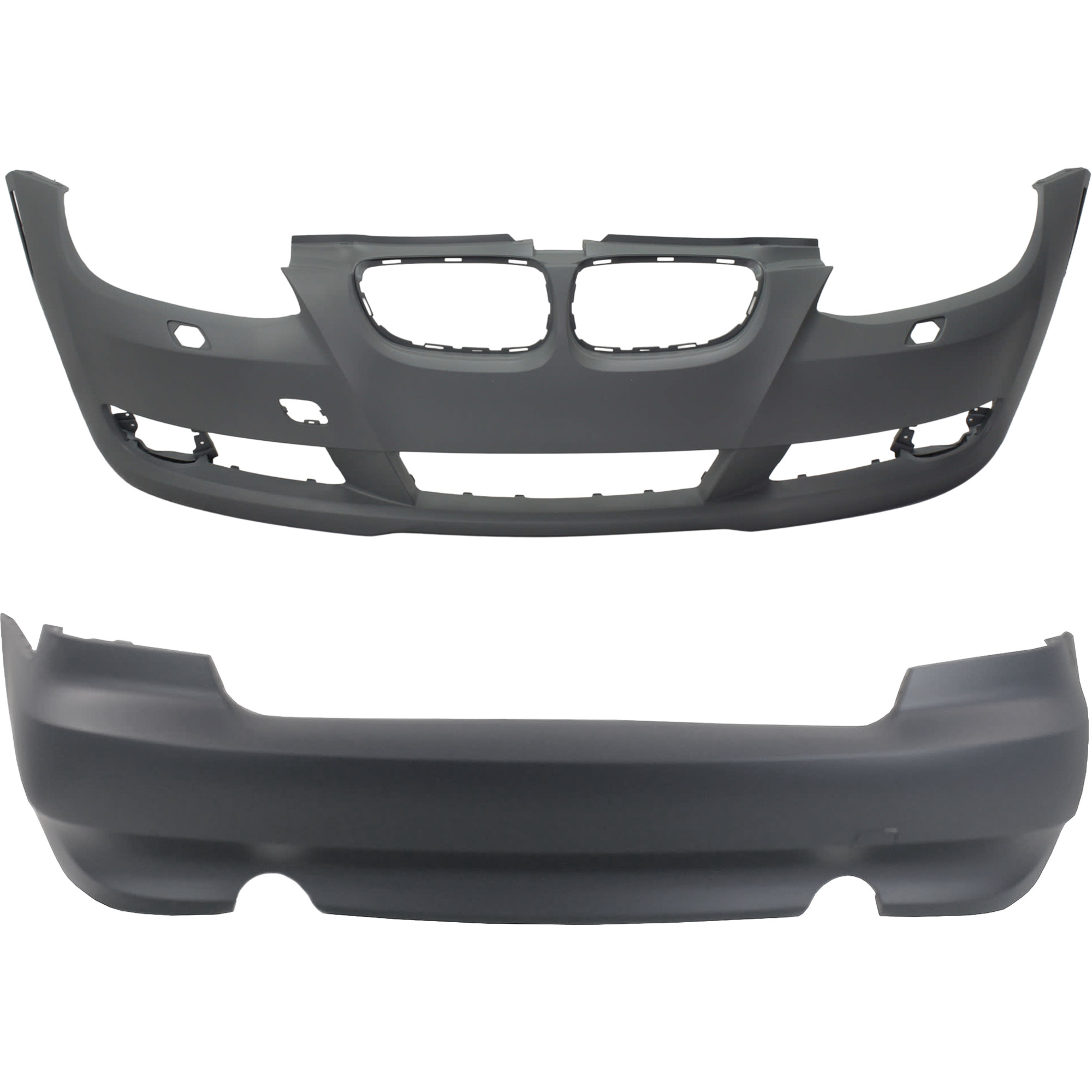 AM 3 SERIES 07-10 FRONT AND REAR BUMPER COVER Primed 3.0L Eng w o M Pkg w o PDC Sensor Holes Convertible Coupe To 3-10 SKU SET REPBM010329P B