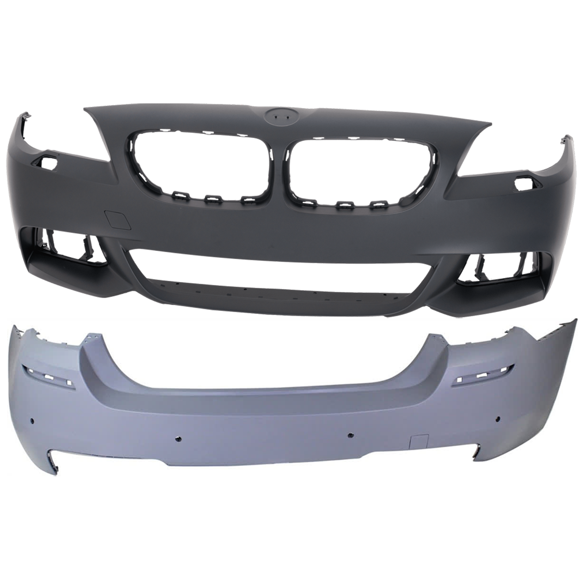 AM 5 SERIES 14-16 FRONT AND REAR BUMPER COVER Primed w M Pkg w o mounting bracket s Front w o parking aid sensor holes Rear w parking aid sensor holes SKU SET REPBM010344P A