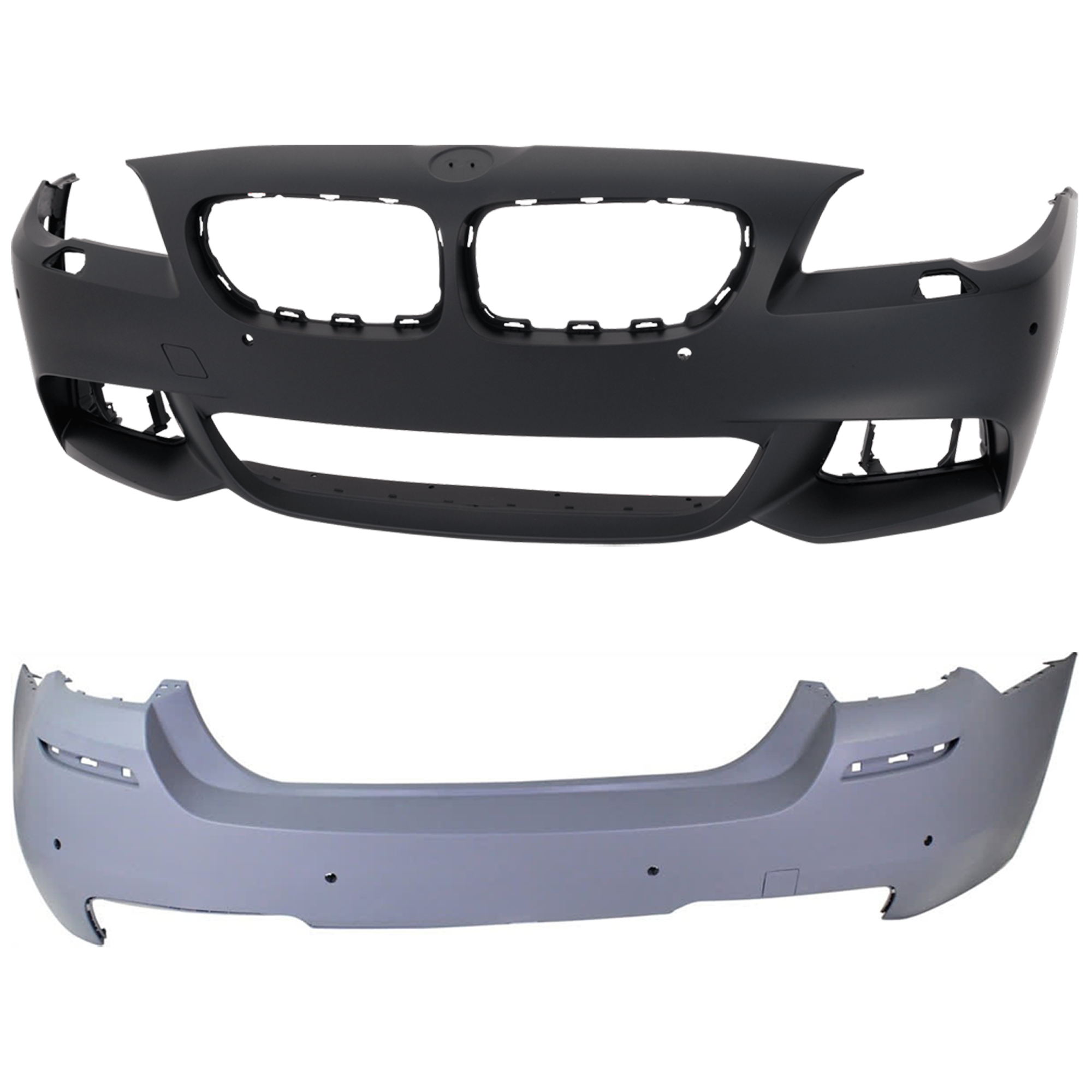 AM 5 SERIES 14-16 FRONT AND REAR BUMPER COVER Primed w M Pkg and parking aid sensor holes SKU SET REPBM010346P A
