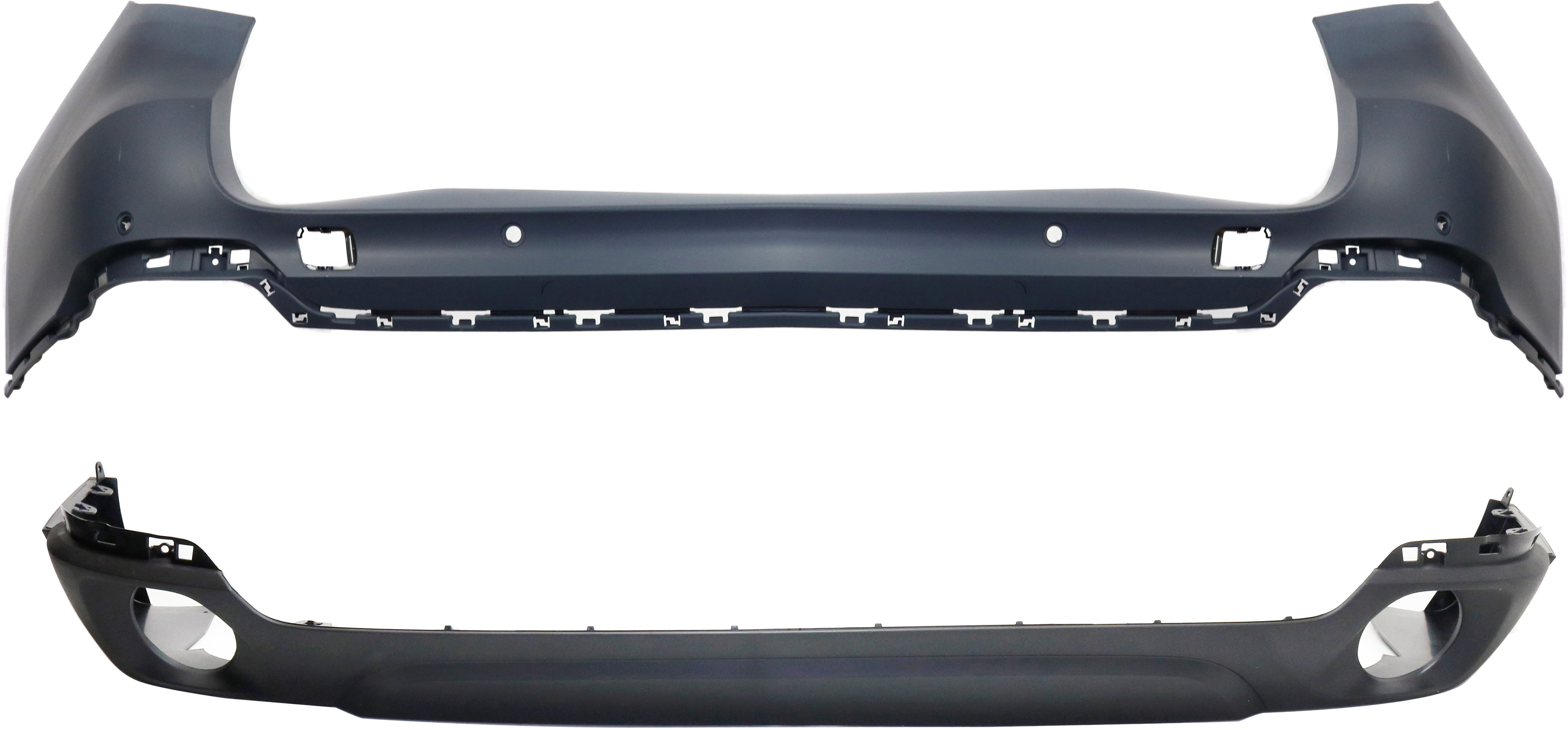 AM X5-14-18 REAR BUMPER COVER Upper and Lower Standard w o M Sport Line 35d 35i Models SKU SET REPBM760108P 2 Partslink BM1100277 BM1115103 OEM 51127303441-51127378571