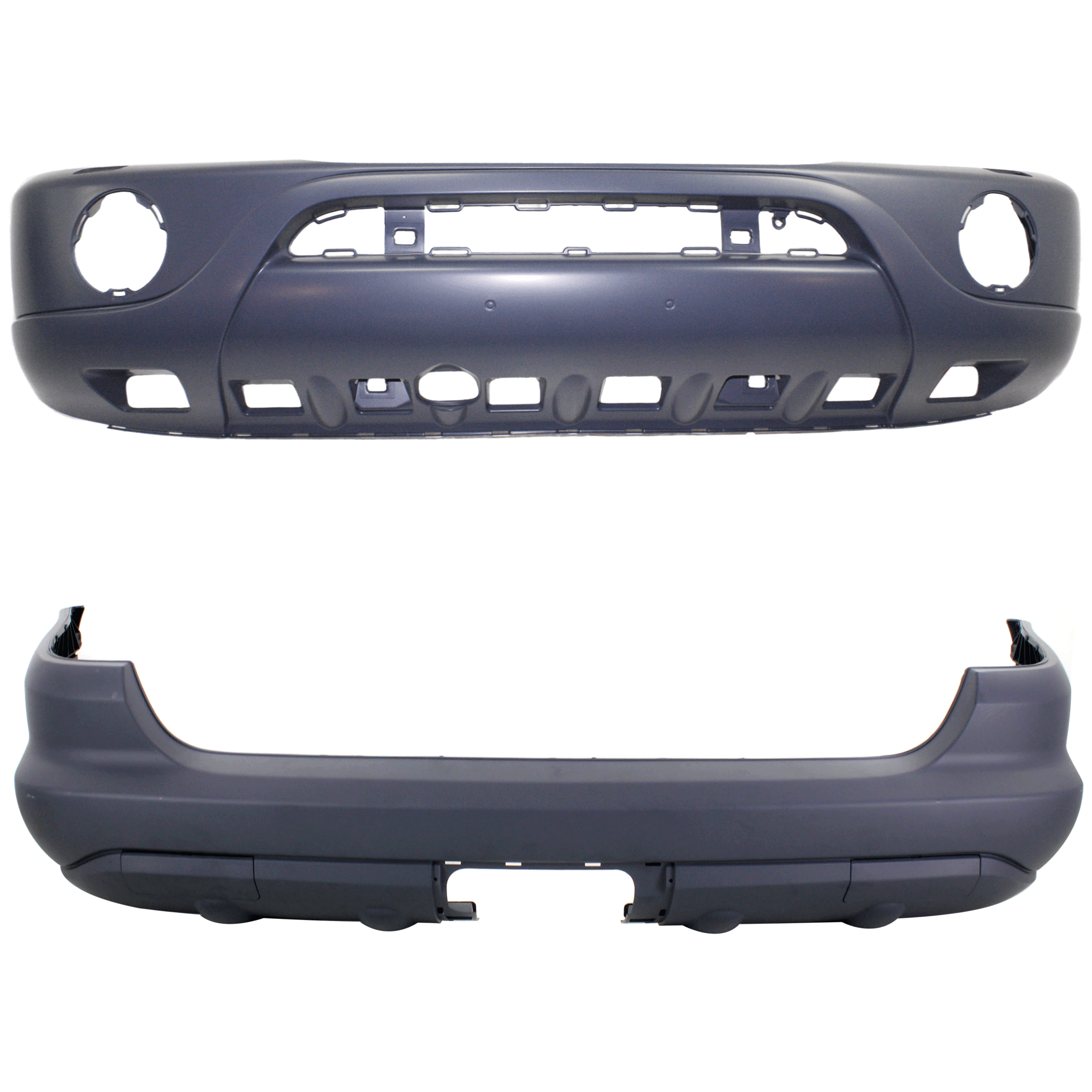 AM ML CLASS 02-05 FRONT AND REAR BUMPER COVER Primed w HLW Holes w o Parktronic Trailer Coupling Holes w Round Fog Lights w o Styling Pkg w o Parktronic Holes SKU SET REPBZ010337P B