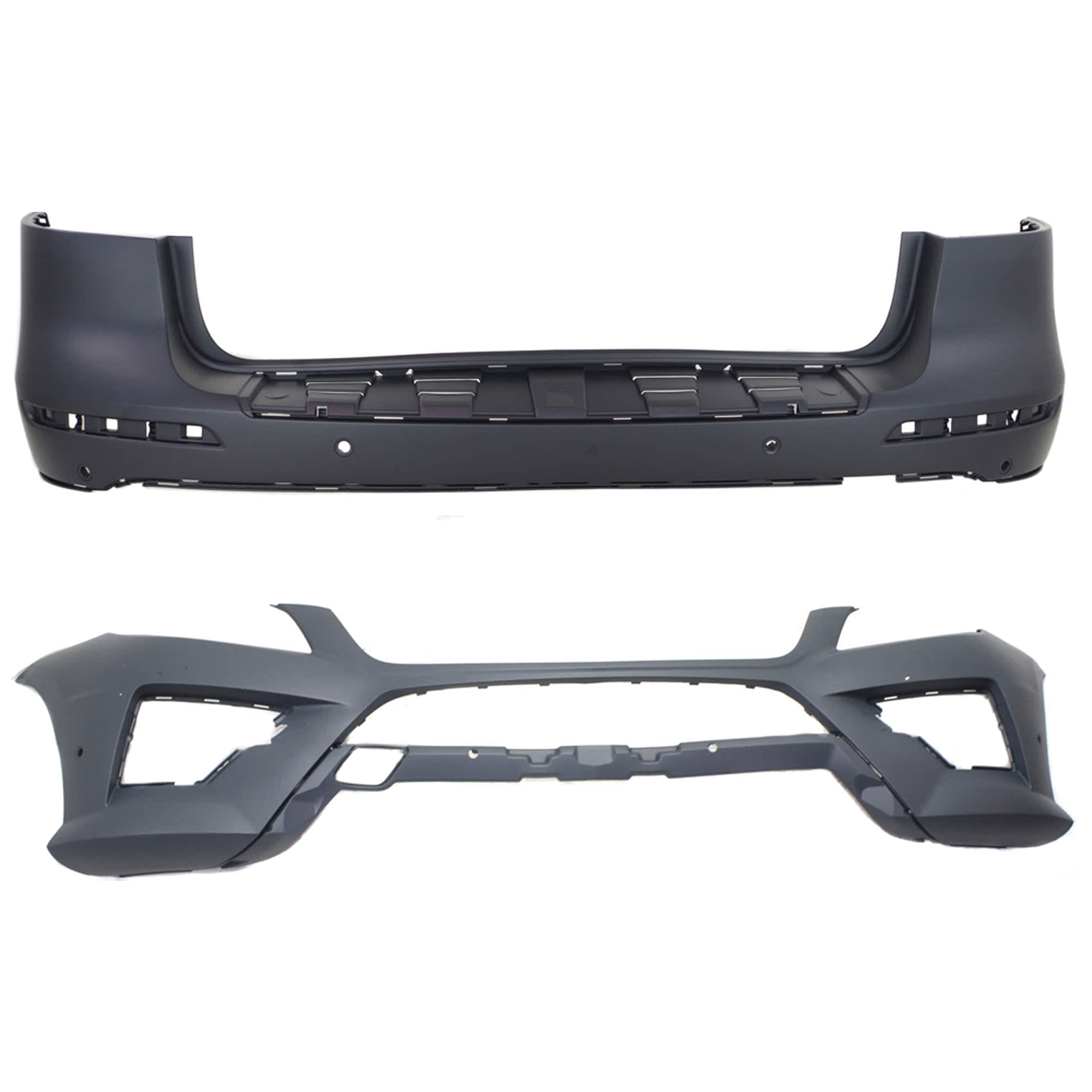 AM ML CLASS 12-15 FRONT AND REAR BUMPER COVER Primed Exc. ML63 AMG Model w AMG Styling Pkg w o HLW Holes w Parktronic Holes SKU SET REPBZ010362P A