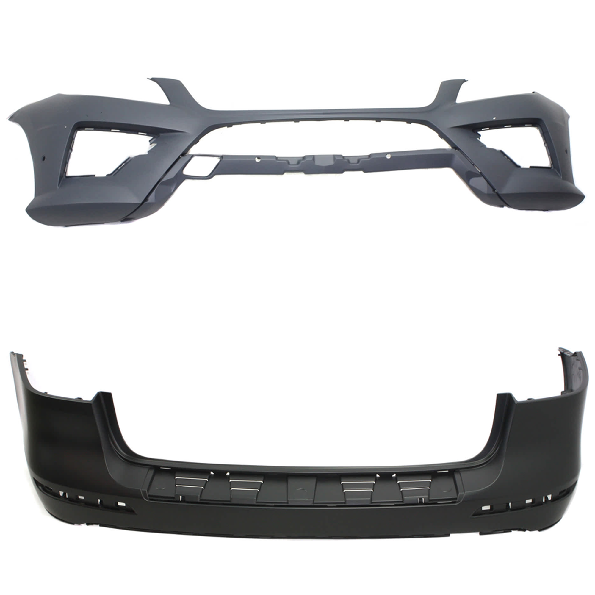 AM ML CLASS 12-15 FRONT AND REAR BUMPER COVER Primed Exc. ML63 AMG Model w AMG Styling Pkg w o HLW Holes Front w Parktronic Holes Rear w o Parktronic Holes SKU SET REPBZ010362P B