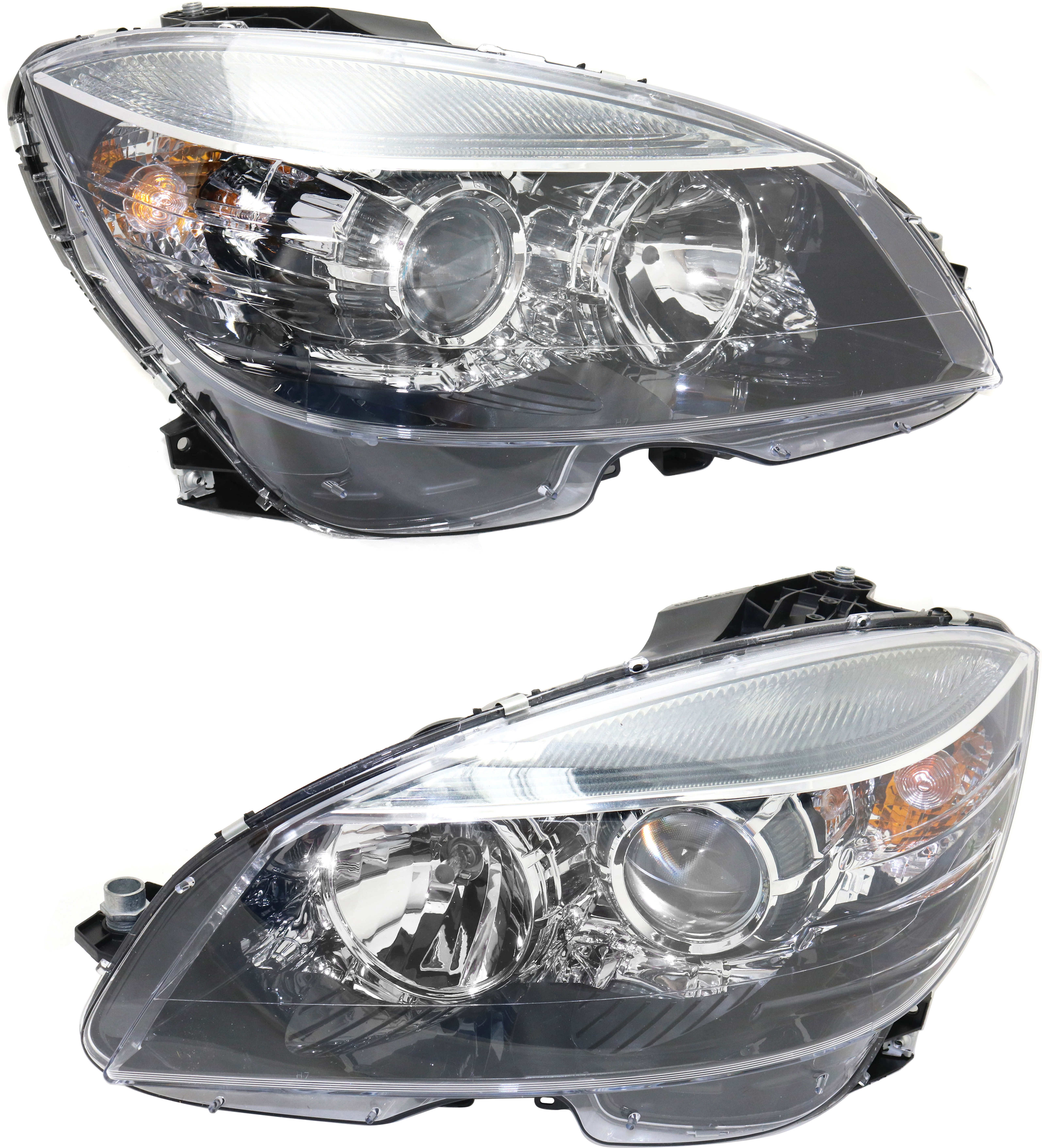 AM C CLASS 08-11 HEAD LAMP RH AND LH Assembly Halogen Black Interior From 02-09-07 SKU SET REPBZ100113 Partslink MB2503185 MB2502185 OEM 2048202239-2048202139