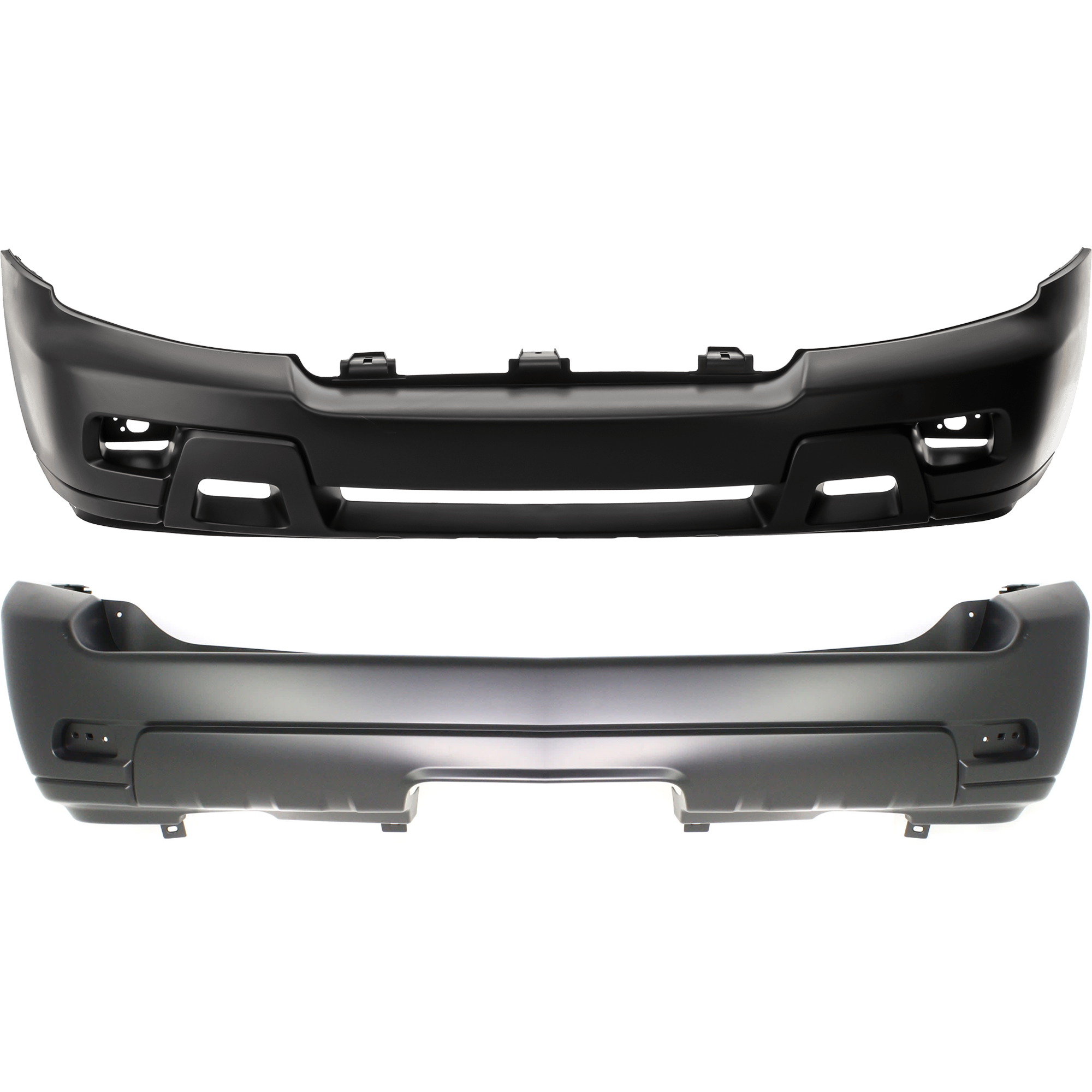 AM TRAILBLAZER 06-09 TRAILBLAZER EXT 06-06 FRONT AND REAR BUMPER COVER Primed LT Model w o license plate provision tow hook hole and parking aid sensor holes SKU SET REPC010304P