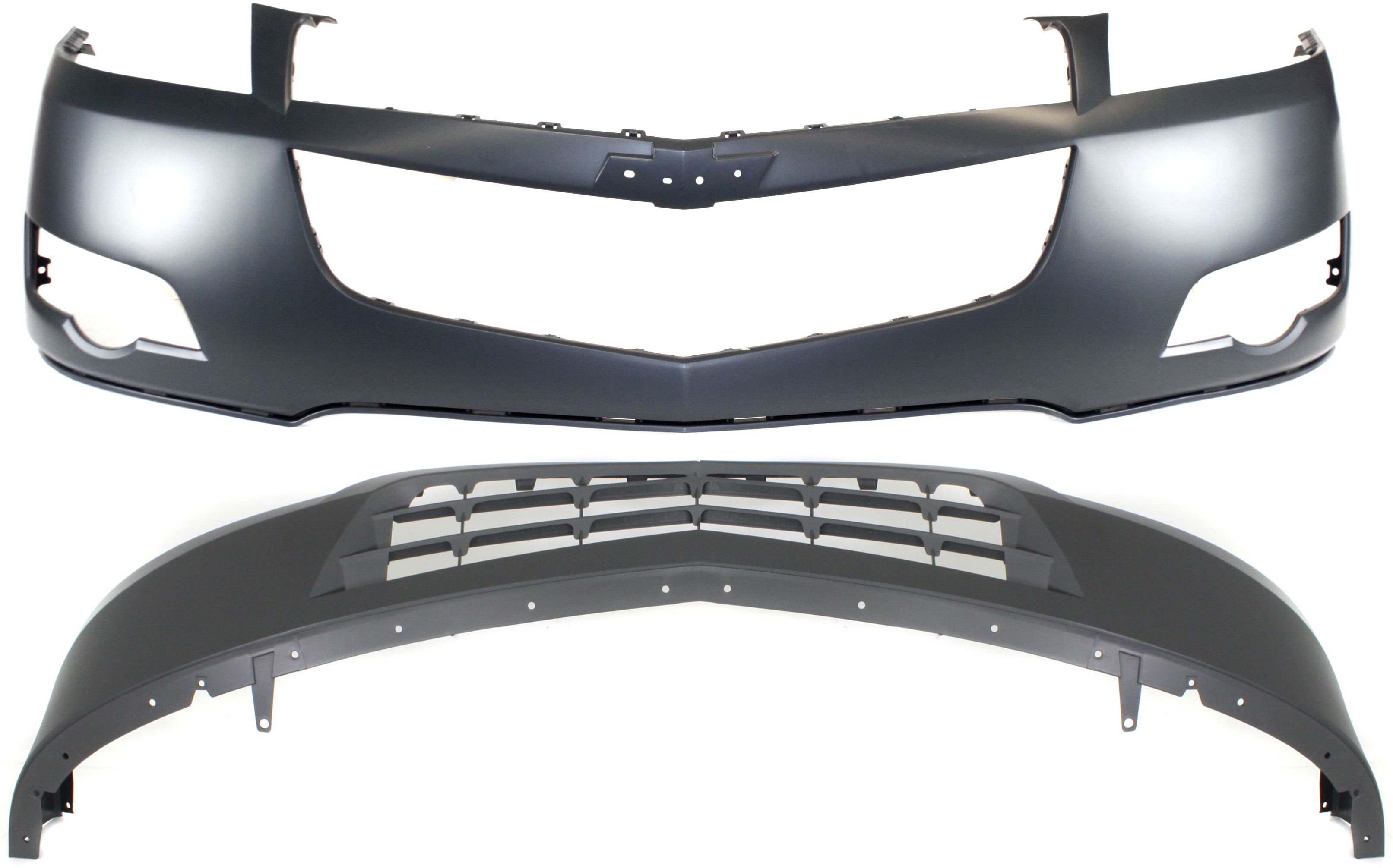 AM TRAVERSE 09-12 FRONT BUMPER COVER Set of 2 Upper and Lower SKU SET REPC010318-2 Partslink GM1000897 GM1015105 OEM 25912410-25955129