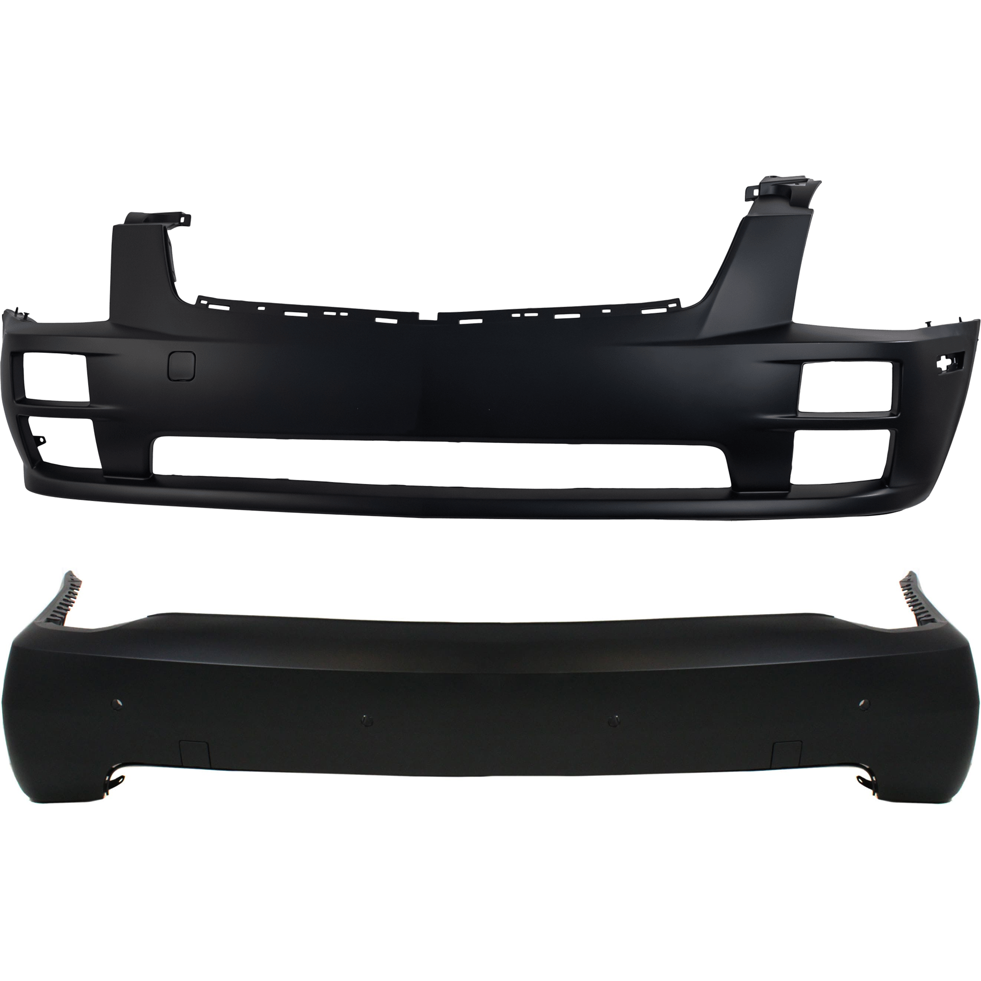 AM STS 05-07 FRONT AND REAR BUMPER COVER Primed w o HLW Holes and license plate provision w tow hook hole Front w o parking aid sensor holes Rear w parking aid sensor holes SKU SET REPC010322P