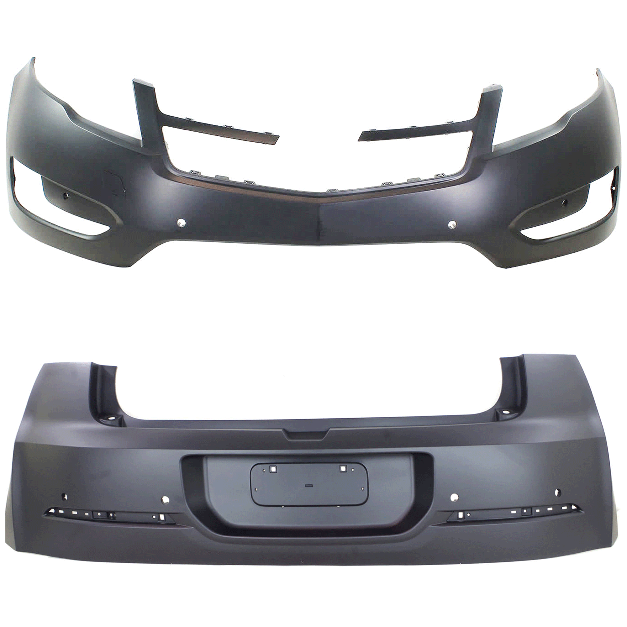 AM VOLT 11-15 FRONT AND REAR BUMPER COVER Primed w mounting bracket s parking aid sensor holes and Rear View Camera SKU SET REPC010374P A