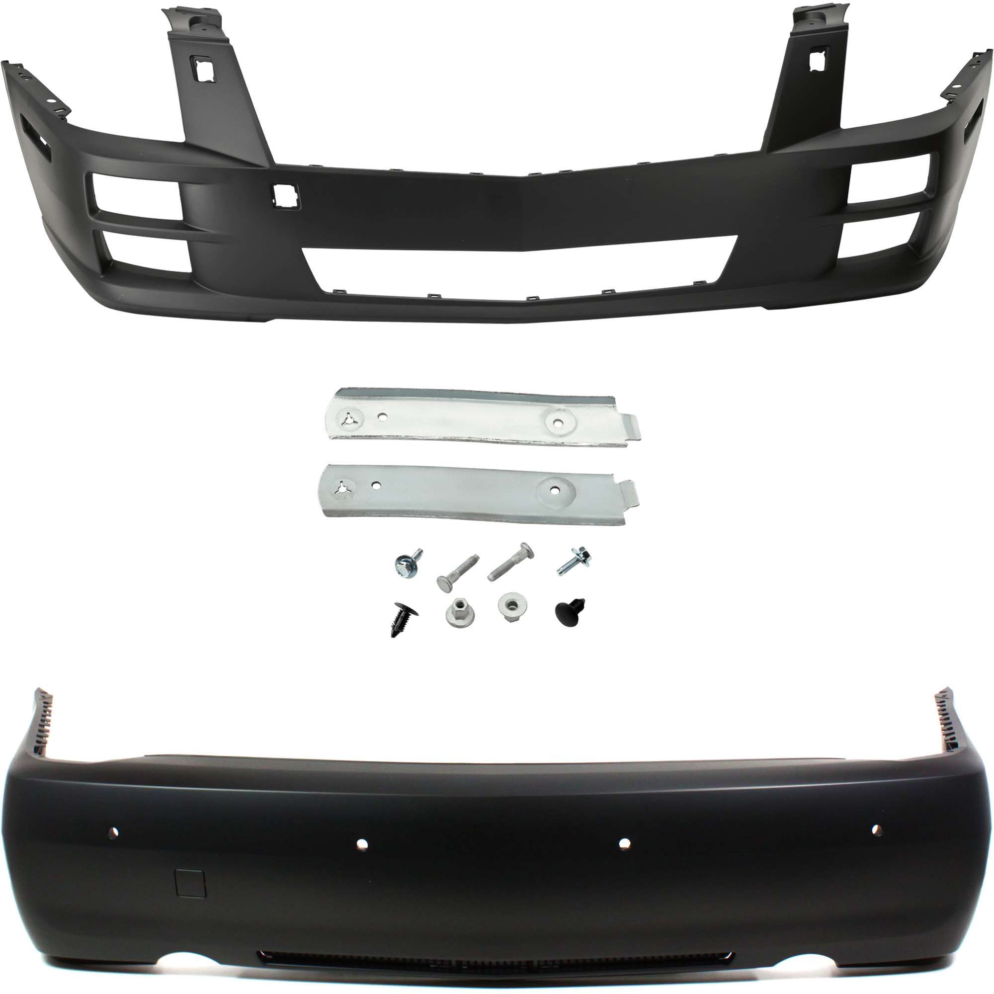 AM STS 08-11 FRONT AND REAR BUMPER COVER Primed w mounting bracket s tow hook hole and HLW Holes Front w o license plate provision and parking aid sensor holes Rear w license plate provision SKU SET REPC010398P