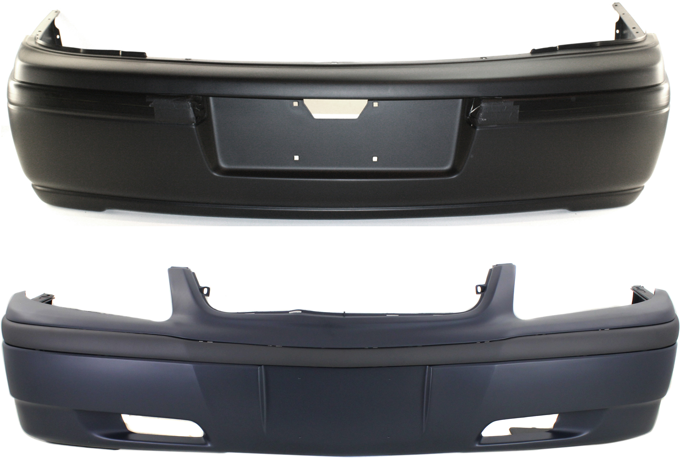 AM IMPALA 00-04 FRONT AND REAR BUMPER COVER Primed SKU SET REPC010399P 2 Partslink GM1000619 GM1100622 OEM 12335951-12335487