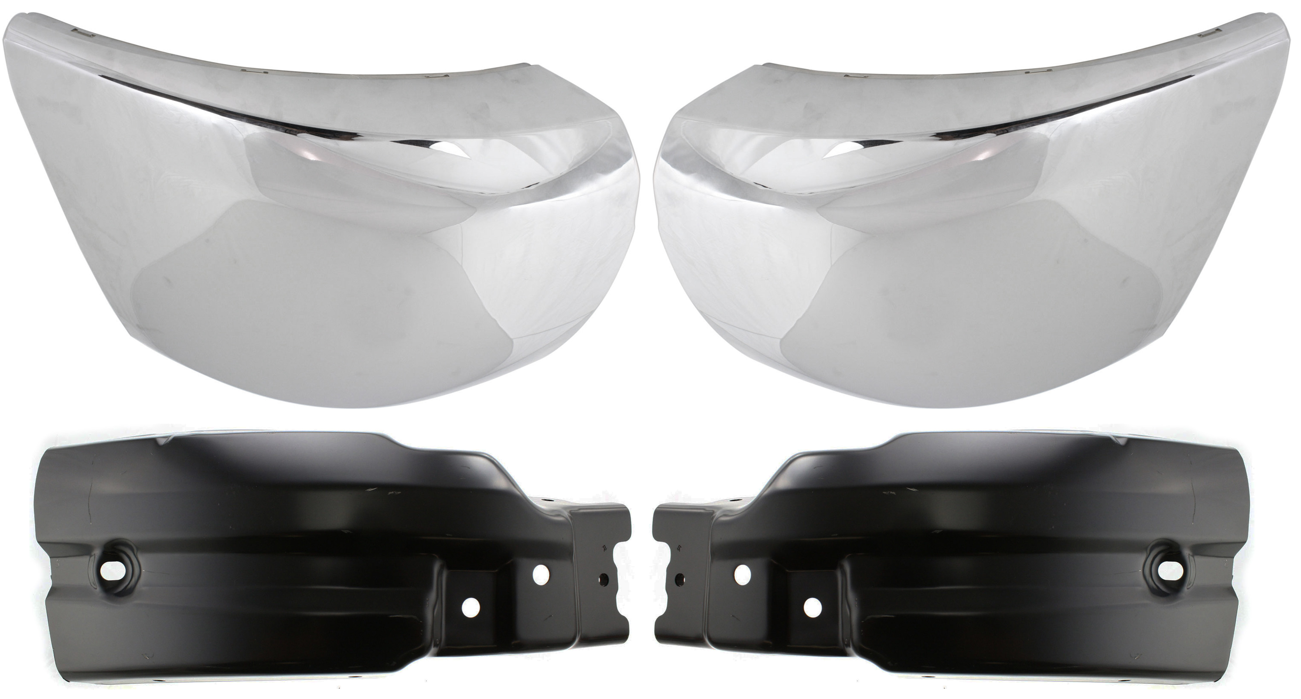AM SILVERADO 2500 HD SILVERADO 3500 HD 07-10 FRONT BUMPER END RH AND LH Chrome SKU SET REPC011105-4 Partslink GM1004148 GM1005148 GM1016107 GM1017107 OEM 15839253-15839254-22737638-227
