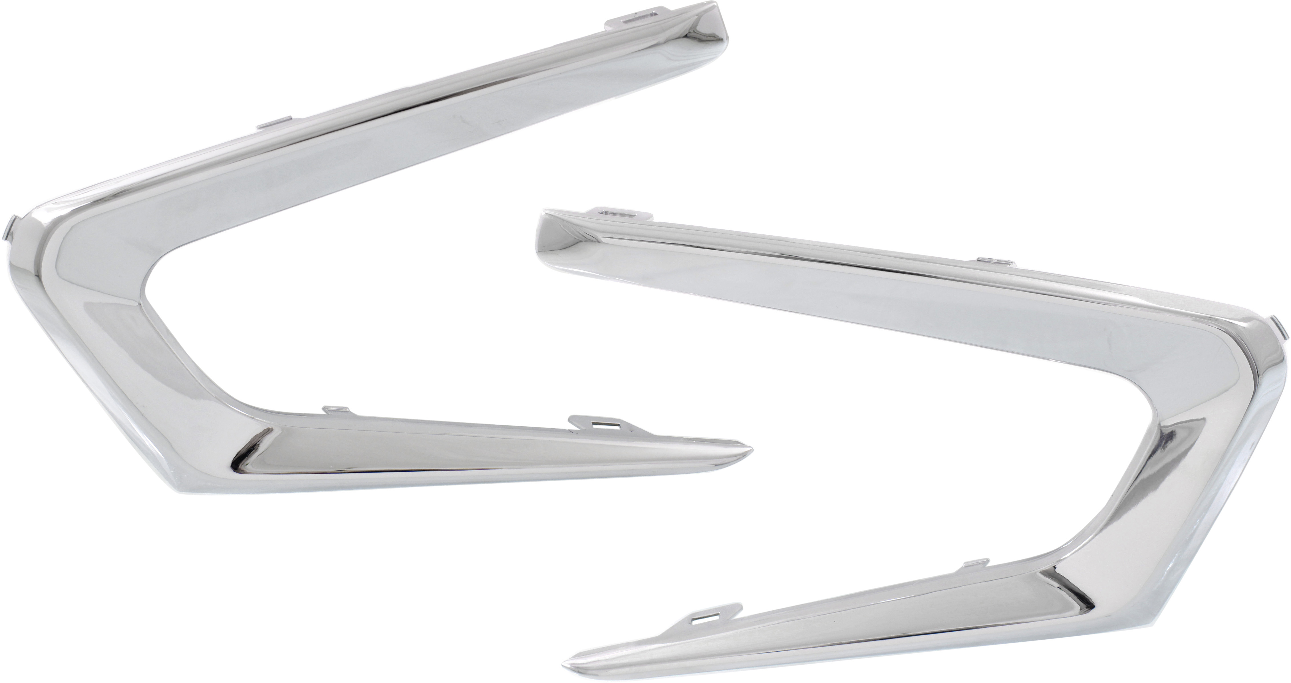 AM MALIBU 16-18 FRONT BUMPER MOLDING RH AND LH Chrome L LS Models 9th Gen SKU SET REPC016133 Partslink GM1039196 GM1038196 OEM 23478376-23478375