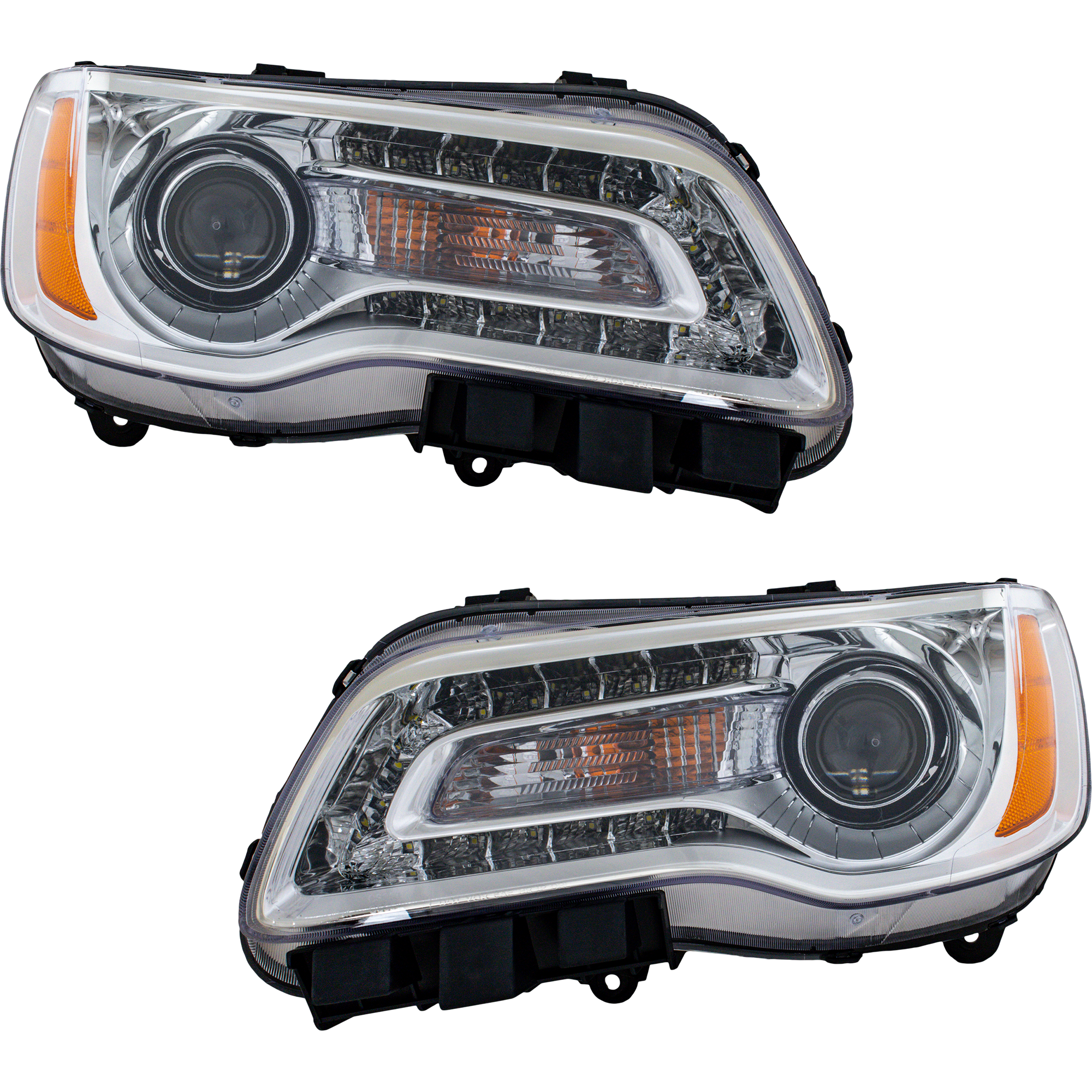 AM CHRYSLER 300-11-14 HEAD LAMP RH AND LH Assembly Halogen Chrome Interior SKU SET REPC100311 OEM 68143002AC PFM 68143003AC PFM