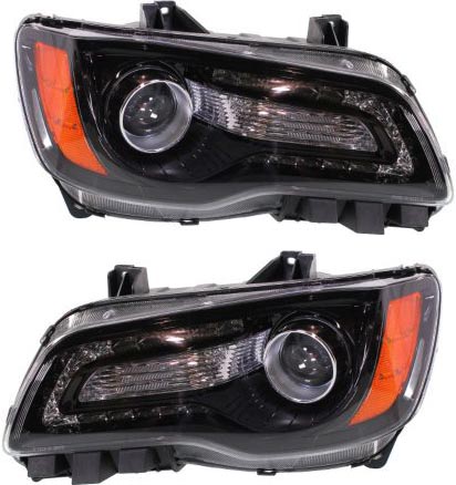 AM CHRYSLER 300-12-14 HEAD LAMP RH AND LH Assembly Halogen Black Interior SKU SET REPC100313 Partslink CH2503235 CH2502235 OEM 68085416AF PFM 68085417AF PFM