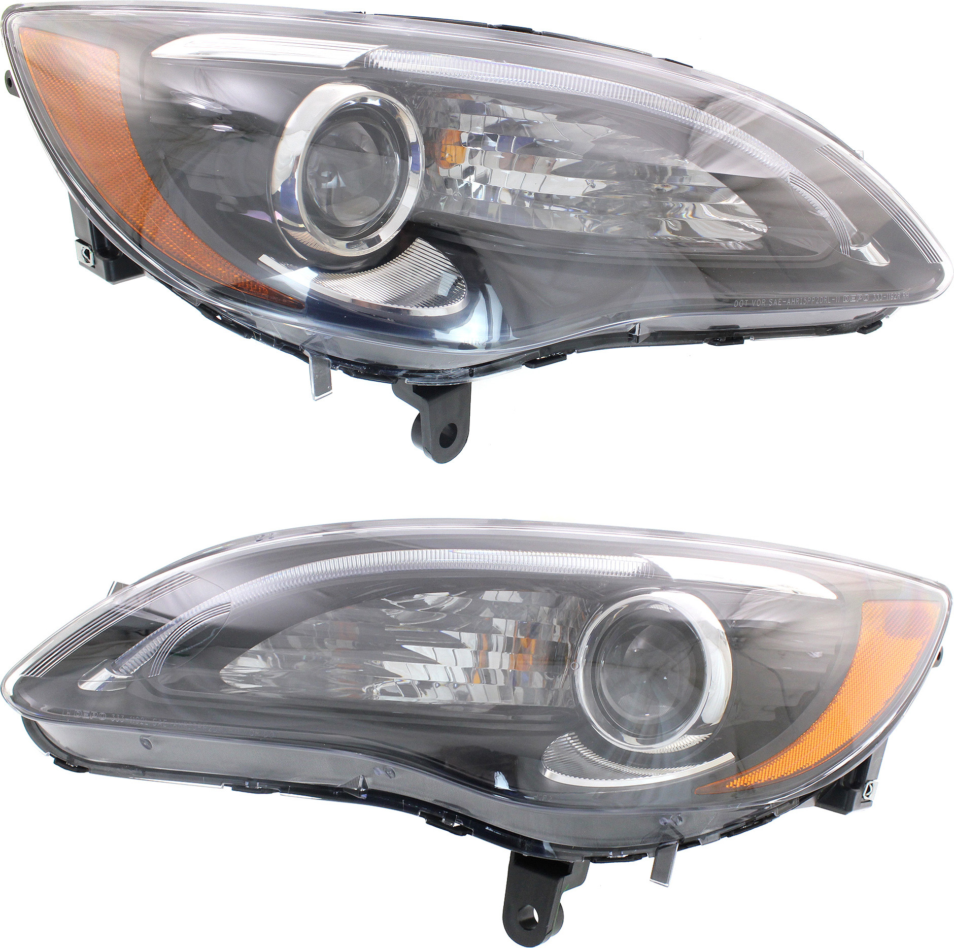 AM CHRYSLER 200-11-14 HEAD LAMP RH AND LH Assembly Halogen Black Interior w Chrome Insert S Model Convertible Sedan CAPA SKU SET REPC100317Q OEM 68088066AG PFM 68088067AG PFM