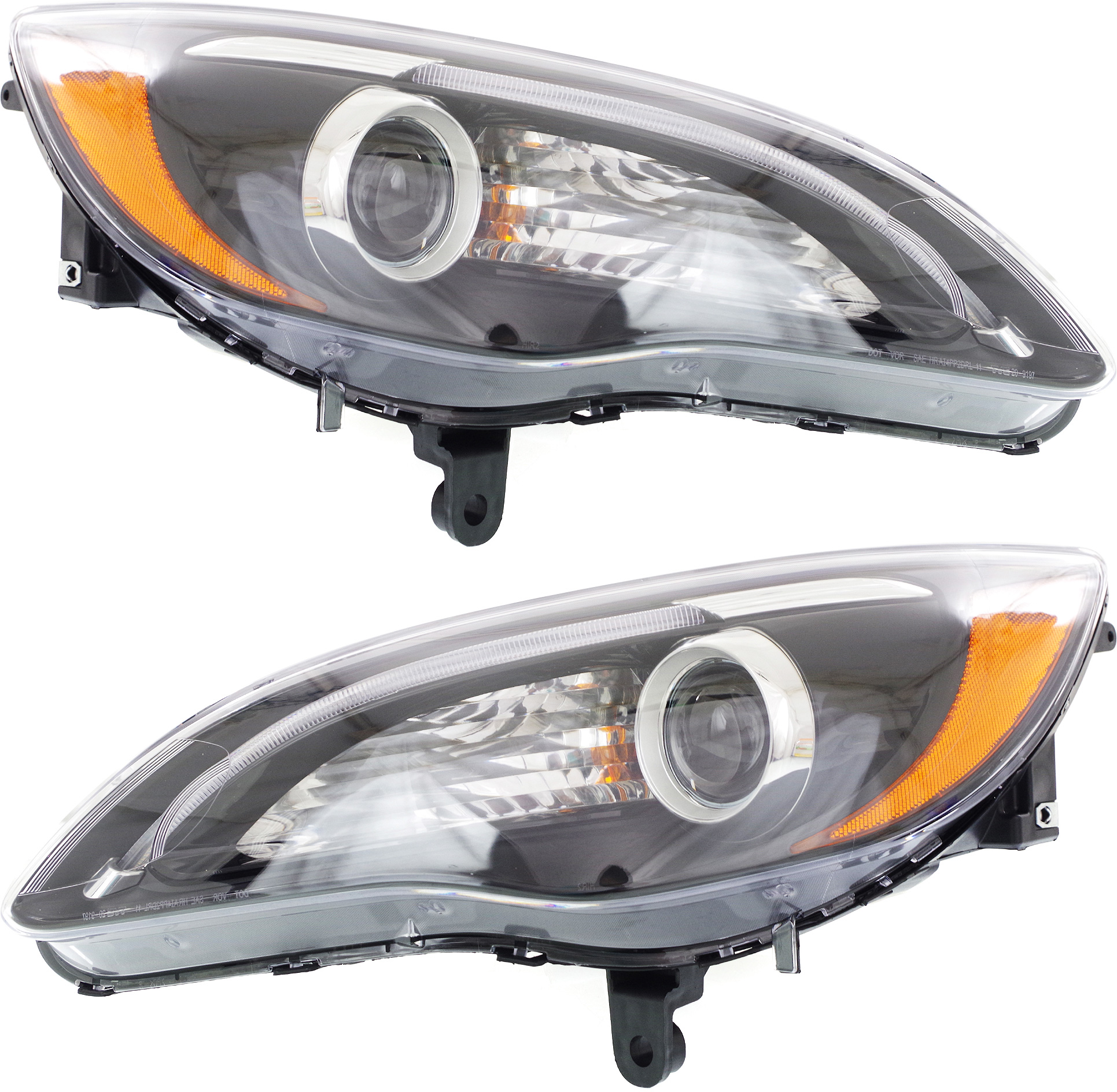 AM CHRYSLER 200-11-14 HEAD LAMP RH AND LH Assembly Halogen Black Interior w o Chrome Insert S Model Convertible Sedan SKU SET REPC100339 OEM 68088066AG PFM 68088067AG PFM
