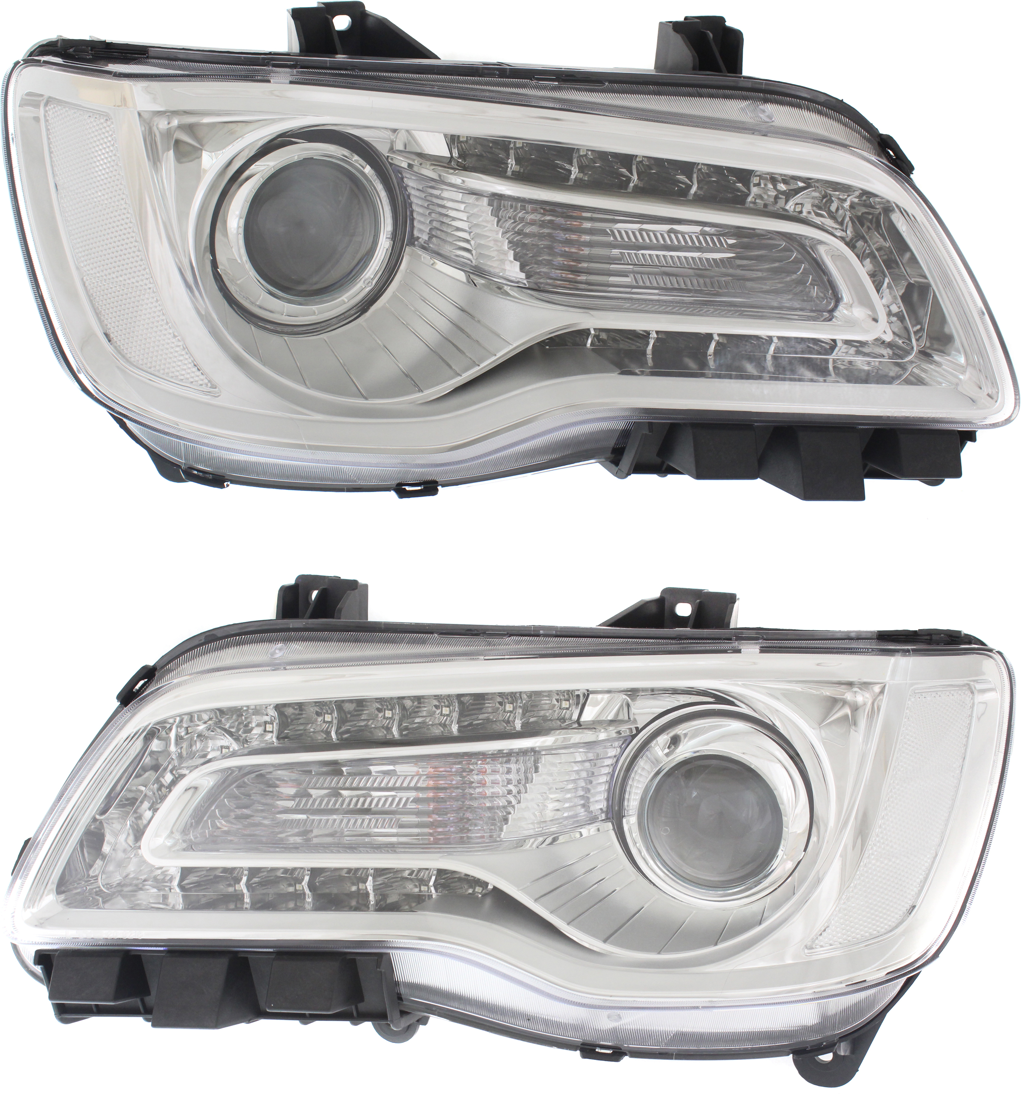 AM CHRYSLER 300-15-17 HEAD LAMP RH AND LH Assembly Halogen Chrome Interior CAPA SKU SET REPC100365Q Partslink CH2503268C CH2502268C OEM 68196276AD 68196277AD