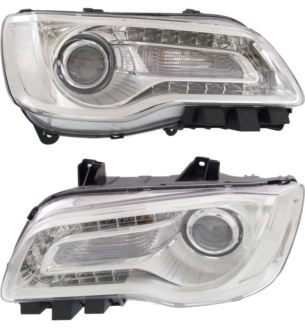 AM CHRYSLER 300-15-17 HEAD LAMP RH AND LH Assembly Halogen Chrome Interior SKU SET REPC100365 Partslink CH2503268 CH2502268 OEM 68196276AD 68196277AD