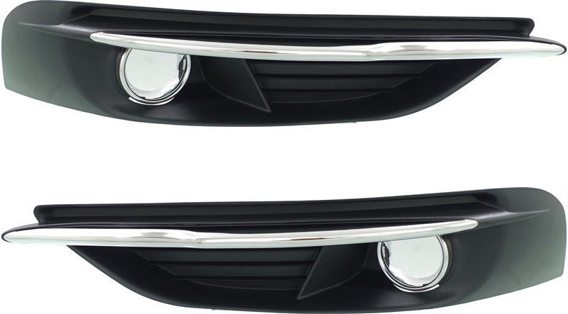 AM CHRYSLER 200-11-14 FRONT FOG LAMP MOLDING RH AND LH Textured Black w Chrome Trim Convertible Sedan SKU SET REPC108041 Partslink CH1039125 CH1038125 OEM 68102302AA 68102303AA