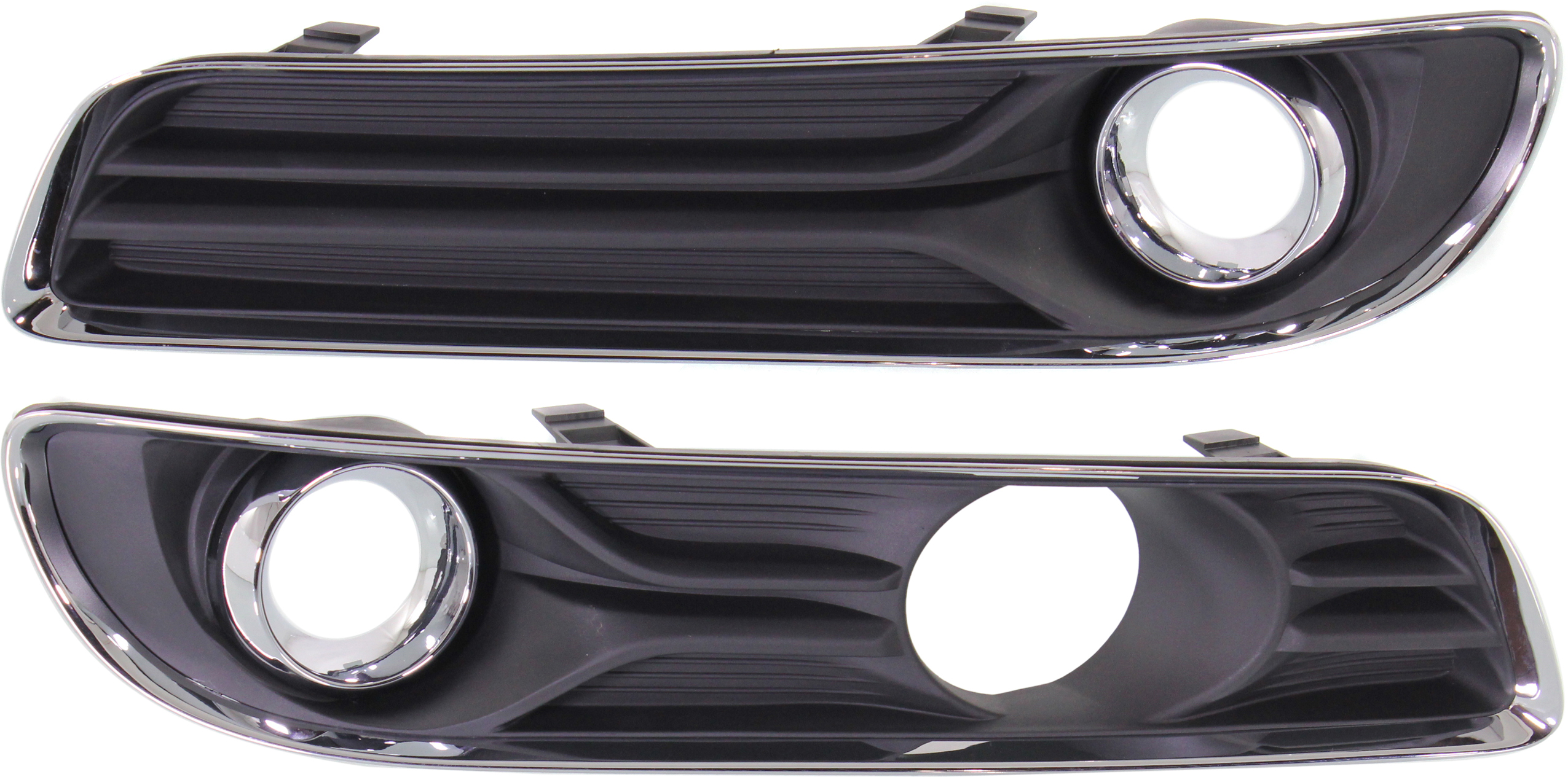 AM CHRYSLER 300-11-14 FRONT FOG LAMP MOLDING RH AND LH Black w Chrome Trim w ACC Exc. SRT 8 Model SKU SET REPC108601 Partslink CH1039128 CH1038128 OEM 5182392AB 68127947AB PFM