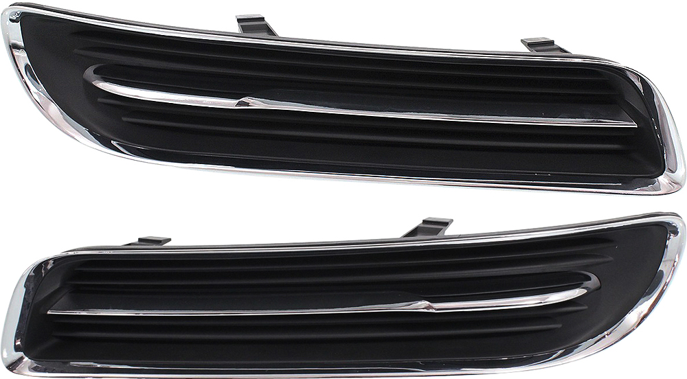 AM CHRYSLER 300-11-14 FRONT FOG LAMP COVER RH AND LH Black and Chrome w chrome trim w o fog light hole SKU SET REPC108605 Partslink CH1038127 CH1039127 OEM 68127944AB 68127945AB