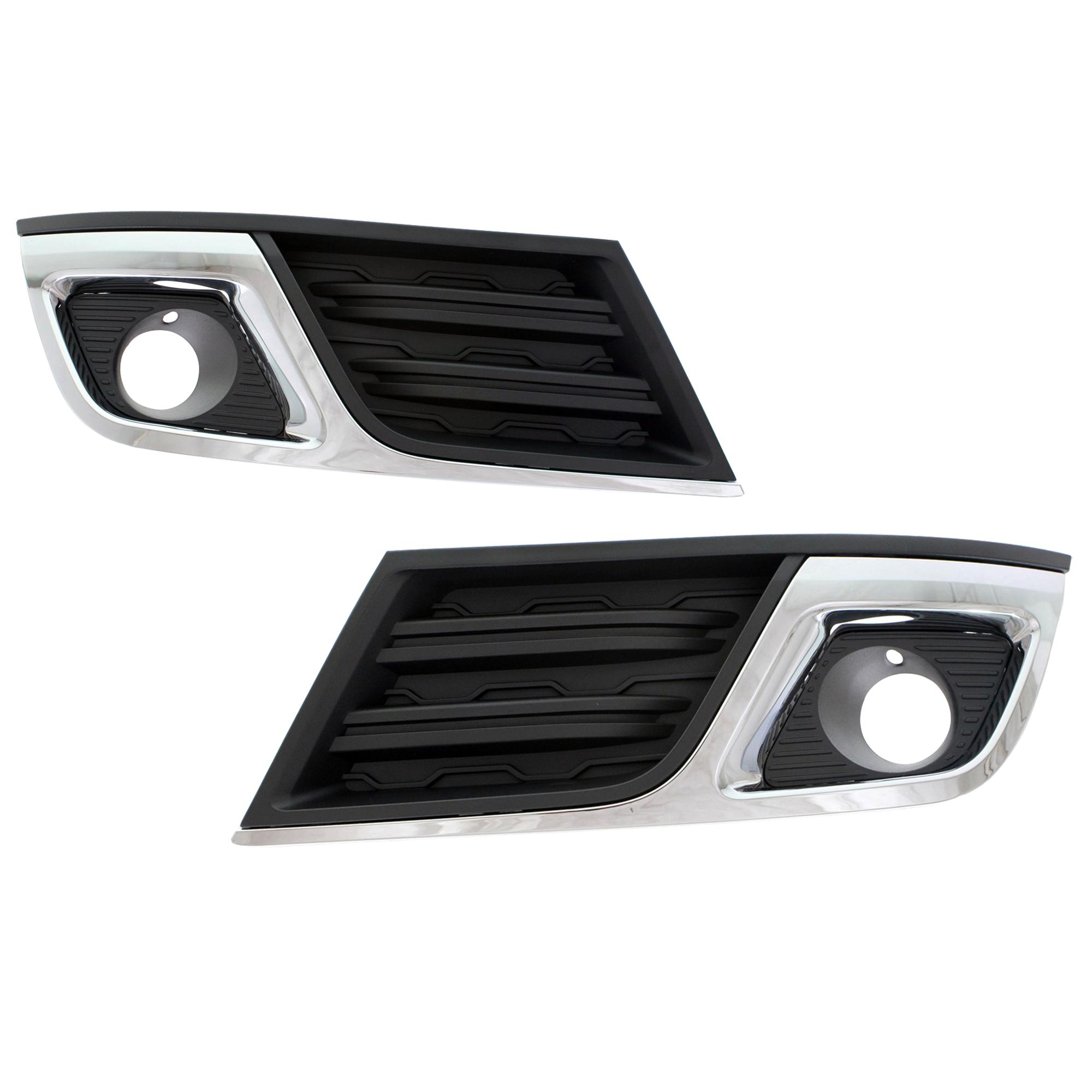 AM TRAVERSE 13-17 FRONT FOG LAMP MOLDING RH AND LH Black w Chrome Trim LT Model SKU SET REPC108617 Partslink GM1039148 GM1038148 OEM 20988620-20988619