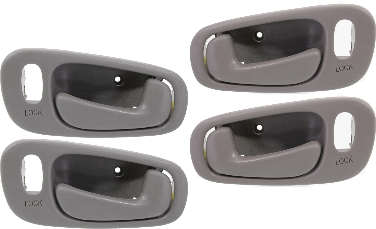 AM COROLLA 98-02 FRONT AND REAR DOOR HANDLE RH AND LH Set of 4 Inside Gray Power Lock w Lock Hole SKU SET REPC462113-4 Partslink TO1353154 TO1352154 OEM 6920502060B1-94859668 PFM 9485