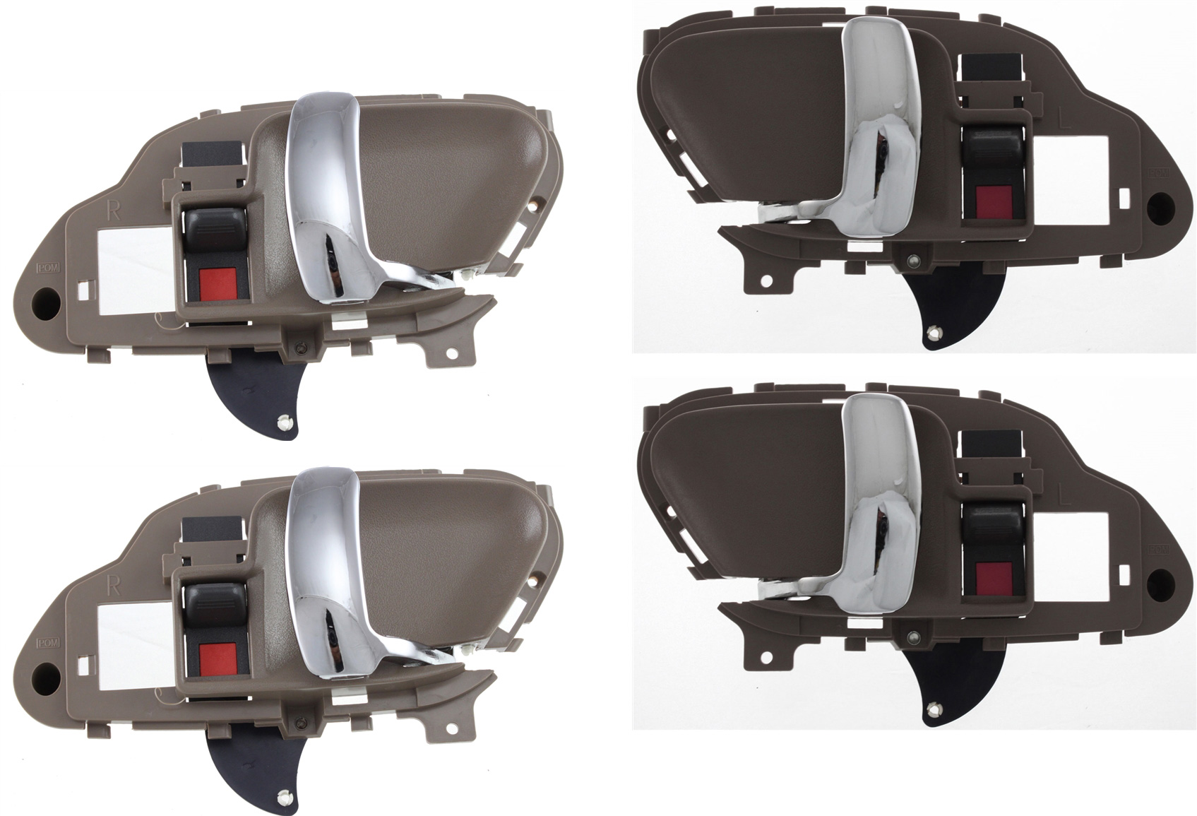 AM C K FULL SIZE P U 95-00 FRONT AND REAR DOOR HANDLE RH AND LH Set of 4 Inside Brown Hsg Chrme Lvr SKU SET REPC462131-4 Partslink IDH010028 IDH010027 OEM 15708052 PFM 15708051 PFM