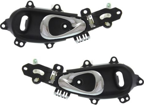 AM PT CRUISER 01-10 FRONT DOOR HANDLE RH and LH Inside Chrome Lever+Black Housing Plastic w Hole SKU SET REPC462155 Partslink CH1353142 CH1352142 OEM SB96XDVAD SB97XDVAD