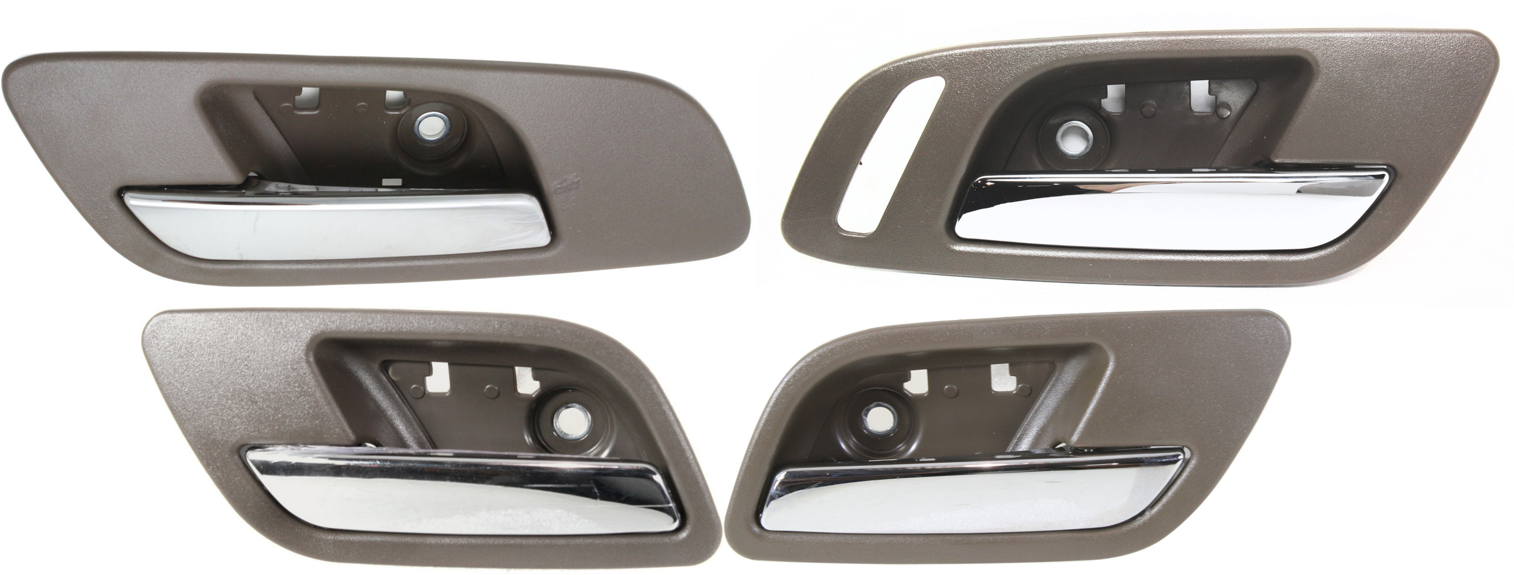 AM SIERRA SILVERADO 07-14 INTERIOR DOOR HANDLE Set of 4 Front and Rear RH and LH Brown Bezel Chrome Lever SKU SET REPC462322-4 Partslink GM1353150 OEM 15920698-22855621-22855638-228