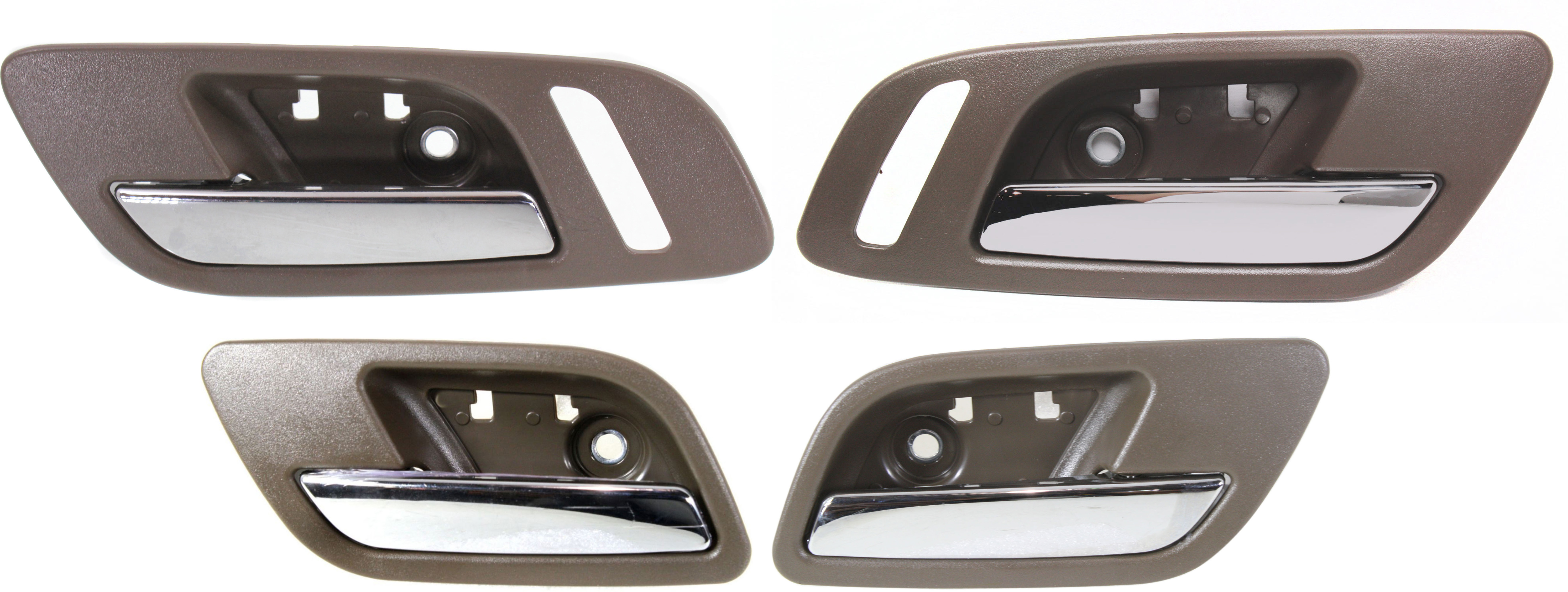 AM SIERRA SILVERADO 07-14 INTERIOR DOOR HANDLE Set of 4 Front and Rear RH and LH Brown Bezel Chrome Lever SKU SET REPC462324-4 Partslink GM1352150 GM1353150 OEM 22855618-22855621-22855638-228