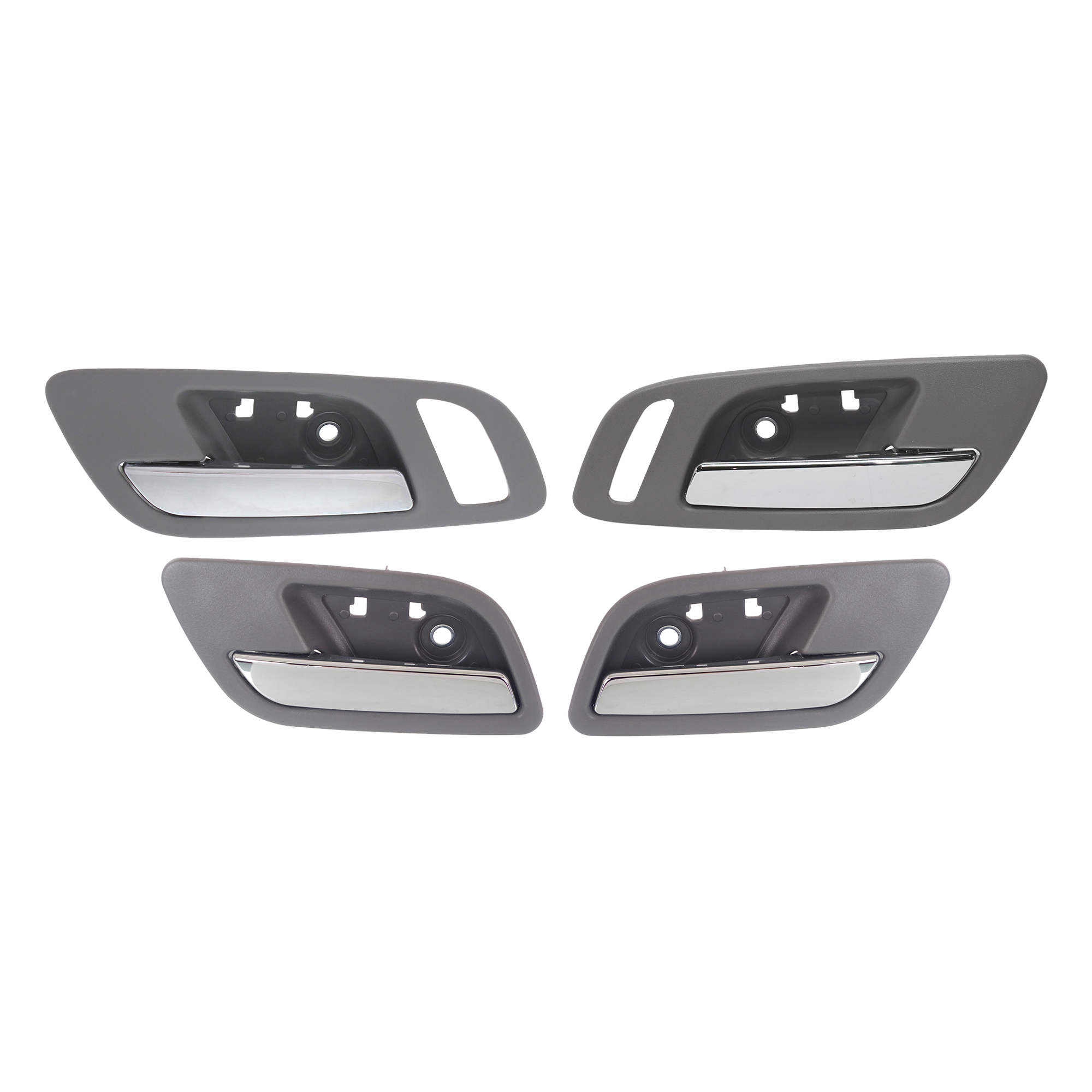 AM SIERRA SILVERADO 07-14 INTERIOR DOOR HANDLE Set of 4 Front and Rear RH and LH Gray Bezel Chrome Lever SKU SET REPC462331-4 Partslink IDH010086 OEM 22855622-22855637-22855644