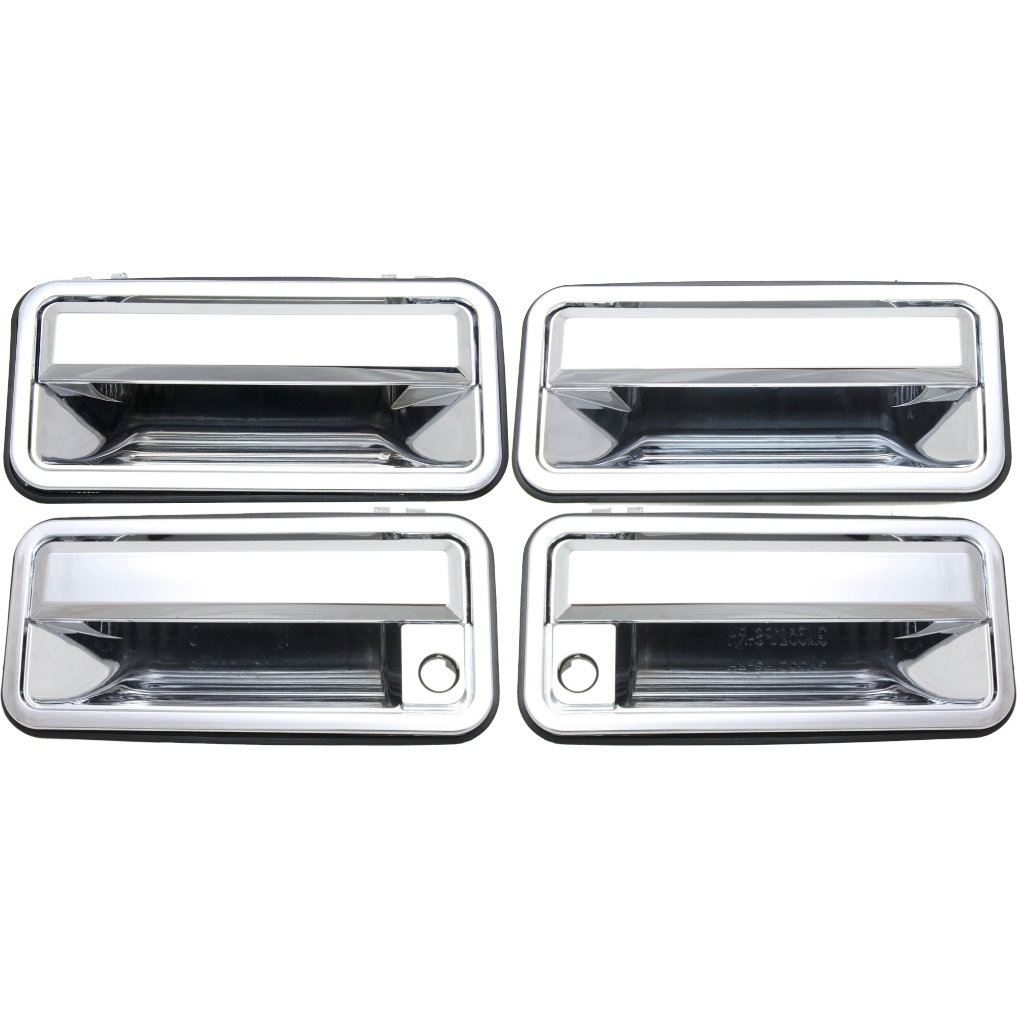 AM C K FULLSIZE P U 92-00 FRONT AND REAR EXTERIOR DOOR HANDLE RH AND LH Chrome w Key Hole SKU SET REPC462347C 4 OEM 15727338 PFM 15727337 PFM 1574