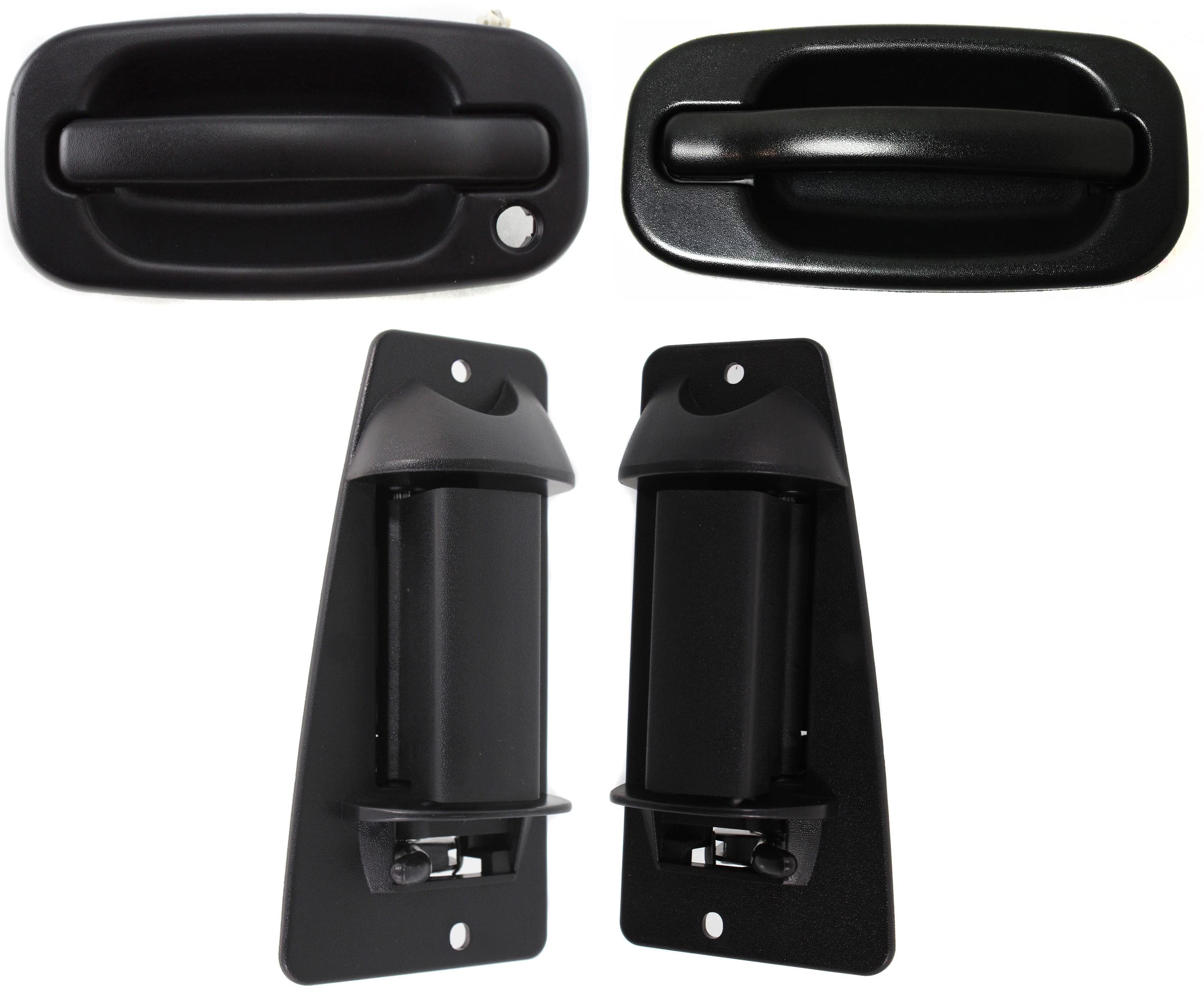 AM SILVERADO SIERRA 99-06 FRONT AND REAR EXTERIOR DOOR HANDLE RH AND LH Textured Black Front LH w Key Hole Front RH and Rear RH and LH w o Key Hole SKU SET REPC462353-4 Partslink GM1310129 GM1521115 GM1520115 GM1311143 OEM 15182406-25942272-15758171-157