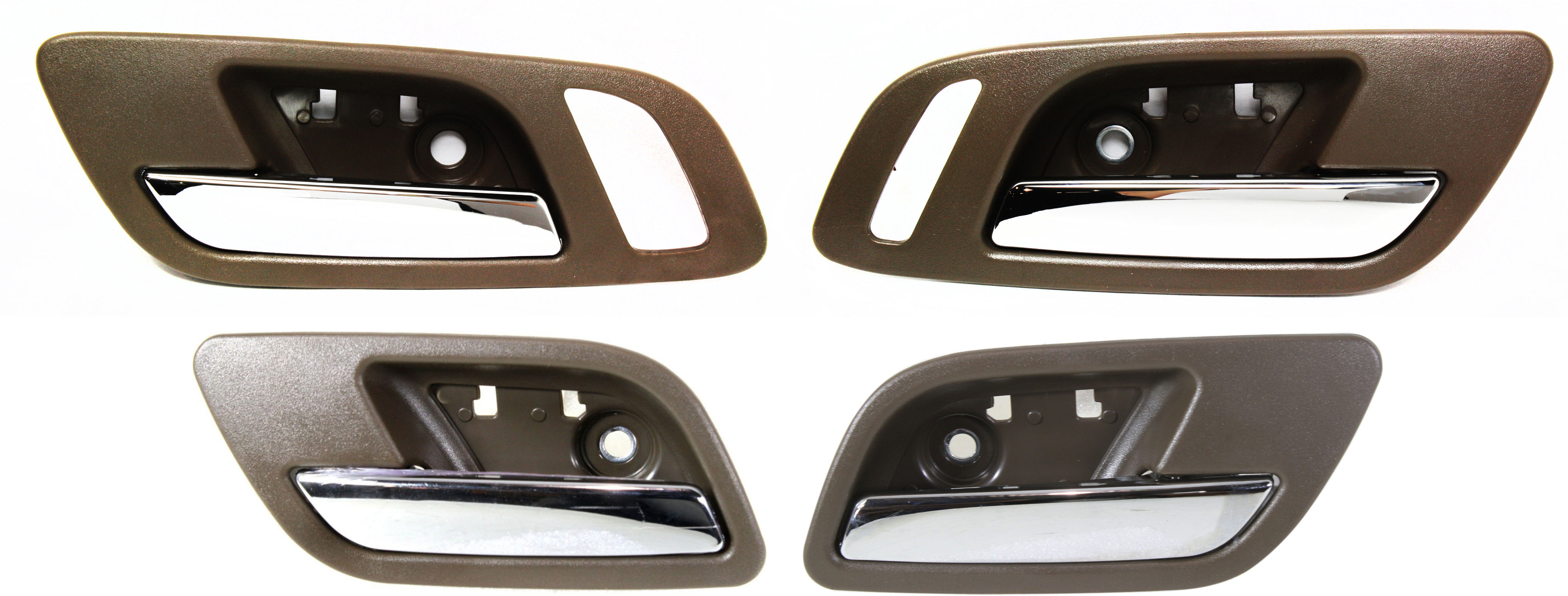 AM SIERRA SILVERADO 07-14 INTERIOR DOOR HANDLE Set of 4 Front and Rear RH and LH Brown Bezel Chrome Lever SKU SET REPC491309-4 Partslink GM1353150 OEM 15935952-22855621-22855638-228