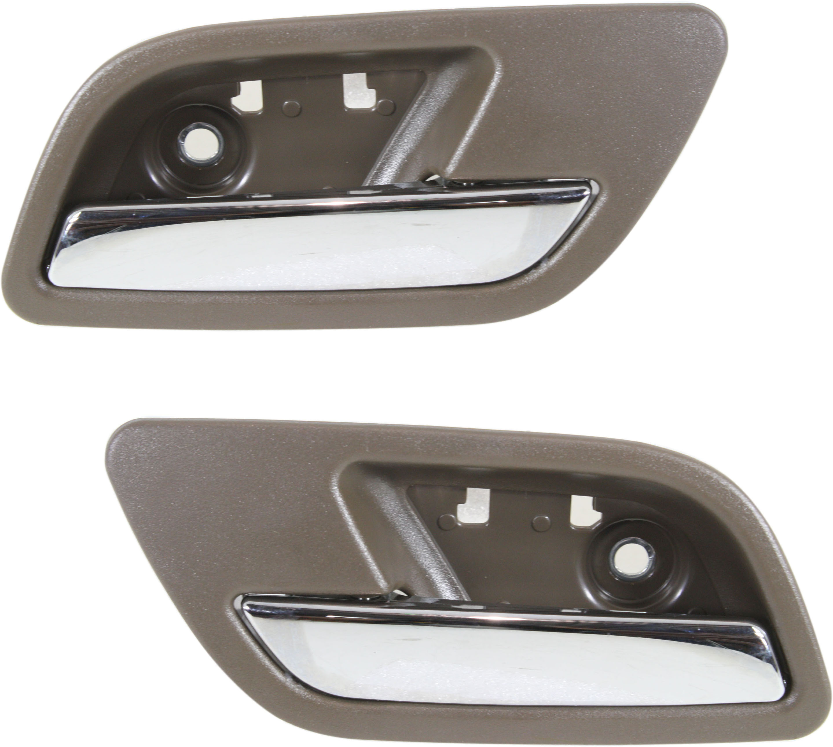AM SIERRA SILVERADO 07-14 REAR DOOR HANDLE RH and LH Inside Brown Bezel Chrome Lever Fits 2007 Non Classic SKU SET REPC491309 OEM 22855638-22855639