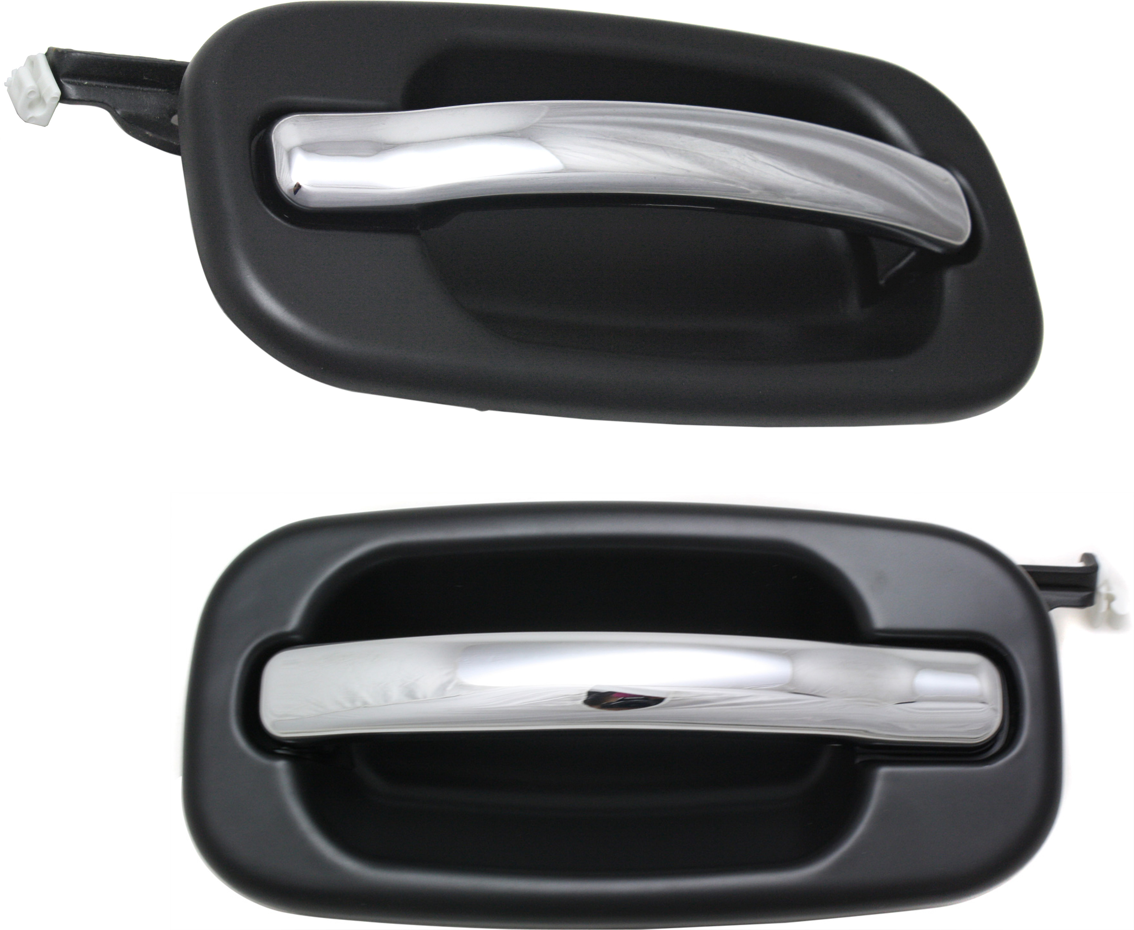 AM SILVERADO SIERRA 00-07 REAR EXTERIOR DOOR HANDLE RH AND LH Chrme Lvr+Smth Blk Bezel Crew Cab Includes 2007 Classic SKU SET REPC491391 Partslink GM1521142 GM1520142 OEM 15745140-15745141