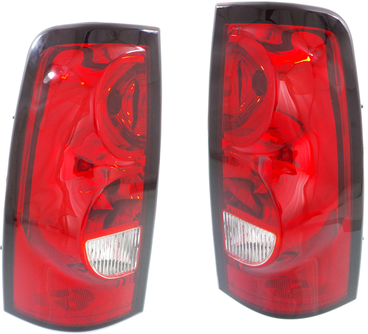 AM SILVERADO 04-06 TAIL LAMP RH AND LH Lens and Housing Halogen w Blk Trim Fleetside Includes 2007 Classic CAPA SKU SET REPC730331Q OEM 19169005 PFM 19169004 PFM