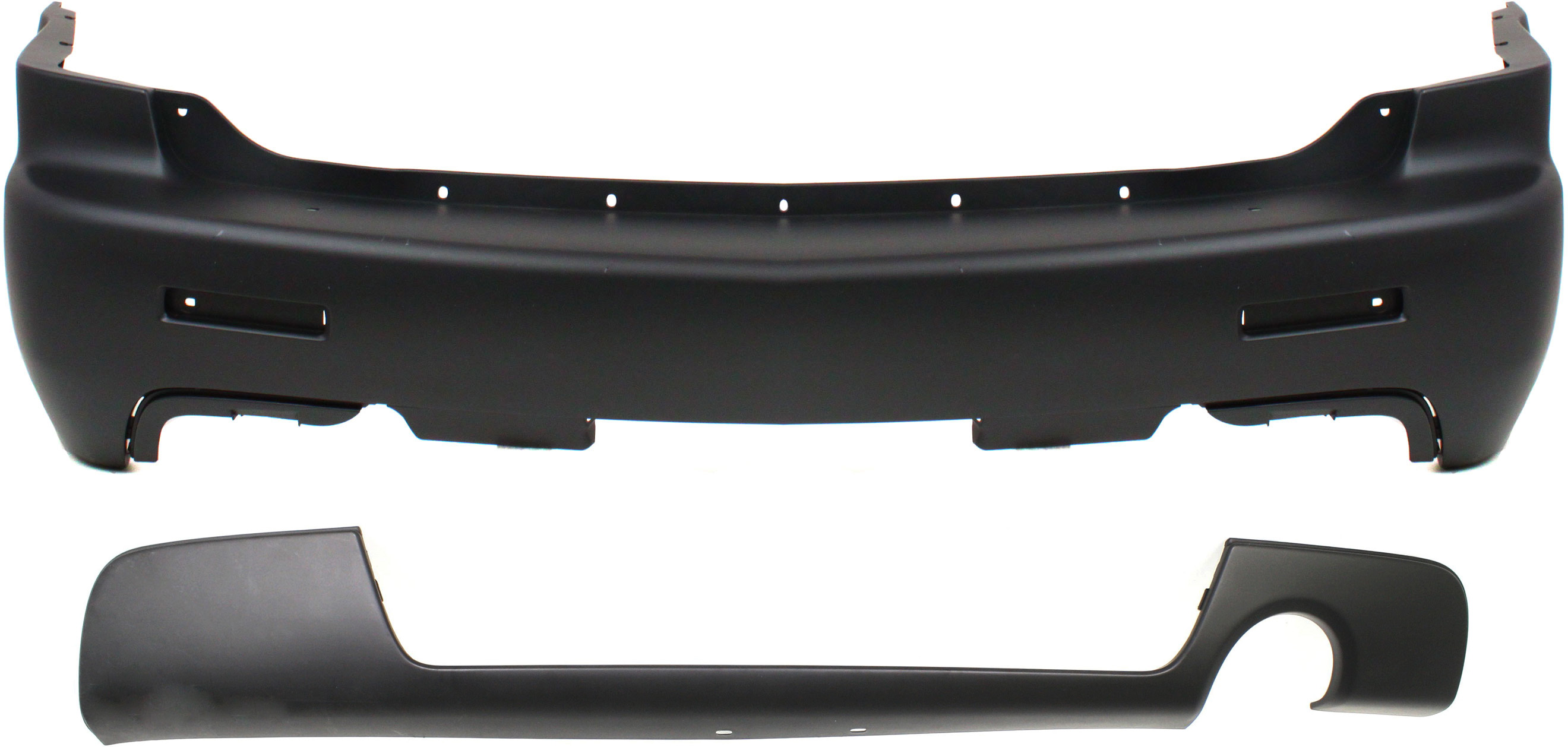 AM TRAILBLAZER 06-09 REAR BUMPER COVER Upper and Lower Primed SKU SET REPC760112P 2 Partslink GM1100733 GM1100732 OEM 19120218-19120217