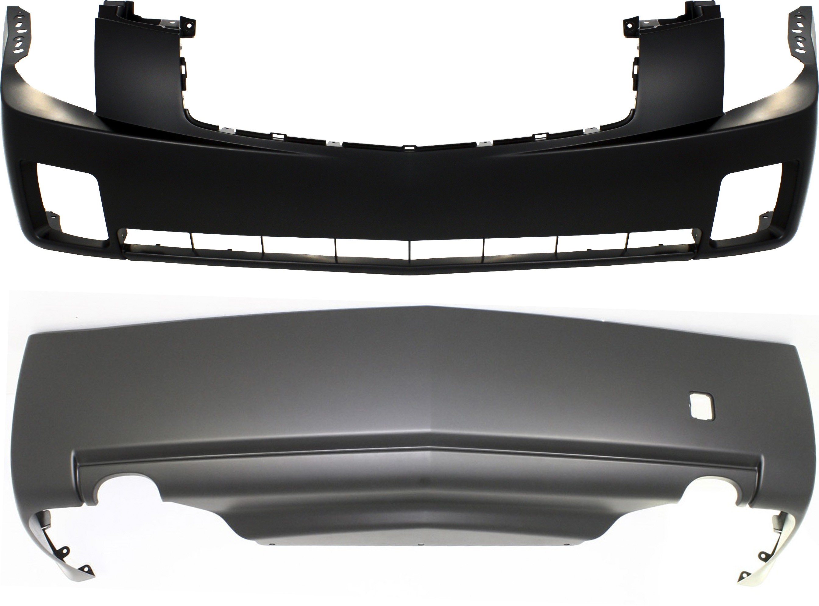 AM CTS 03-07 FRONT AND REAR BUMPER COVER Primed 3.6L Eng SKU SET REPC760120P 2 Partslink GM1000656 GM1100677 OEM 12335719-19178478