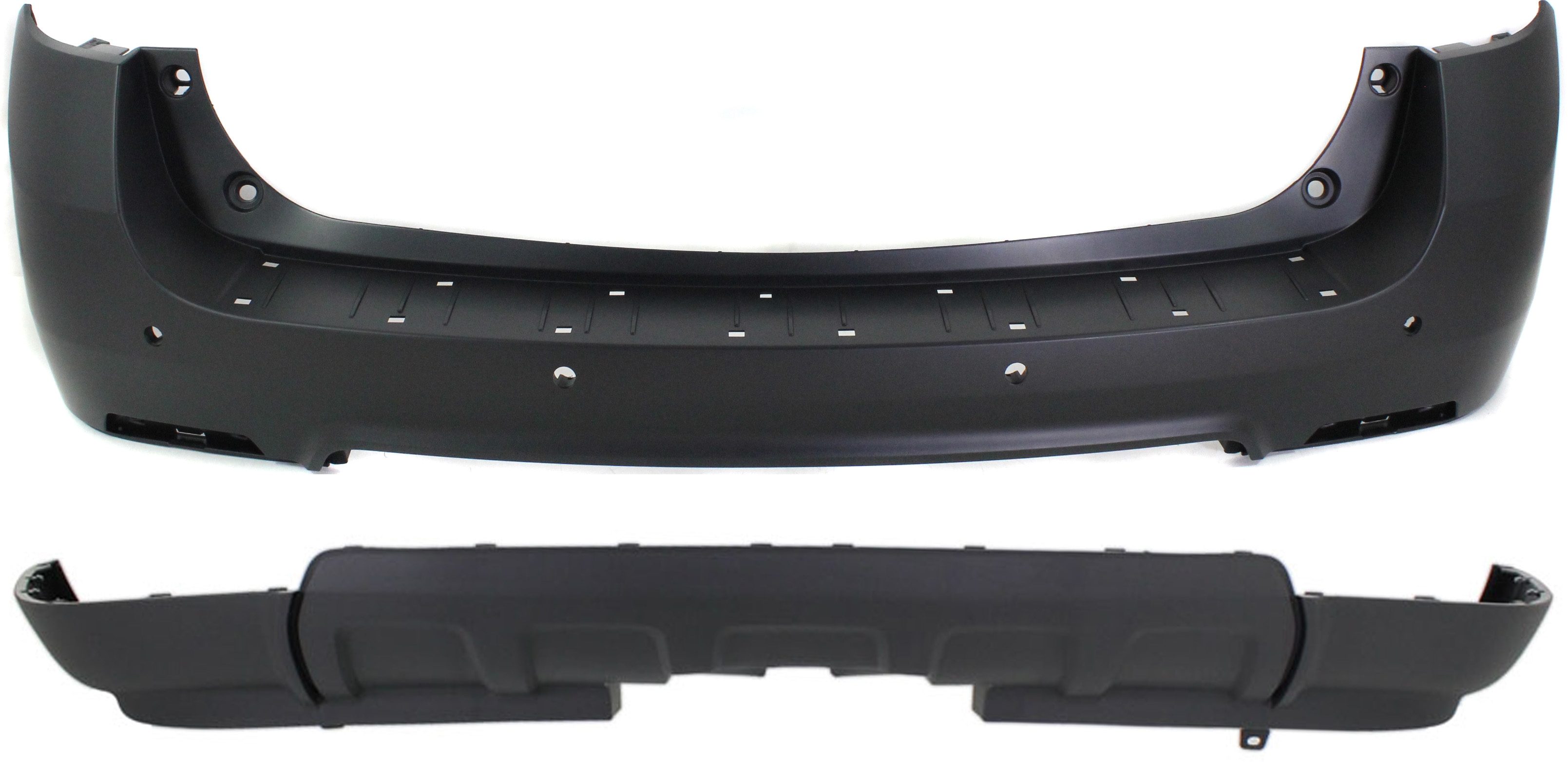 AM EQUINOX 10-15 BUMPER COVER Set of 2 Rear Upper and Lower LS LT Models SKU SET REPC760132P 2 Partslink GM1100852 GM1195120 OEM 23260232-25798788