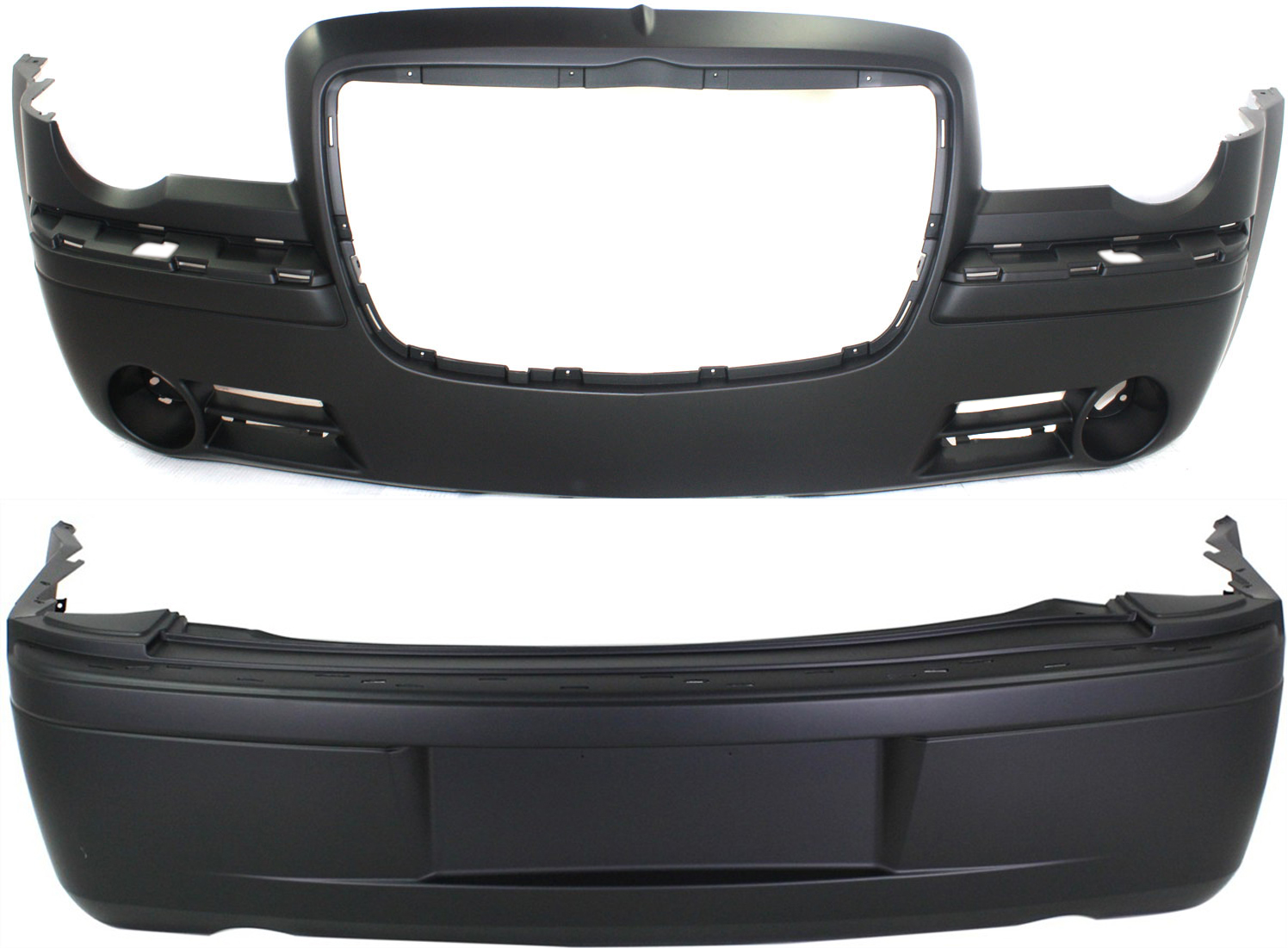 AM CHRYSLER 300-05-10 FRONT AND REAR BUMPER COVER Primed 5.7L Eng SKU SET REPC760163P 2 Partslink CH1000441 CH1100322 OEM 4805774AD 4805779AD