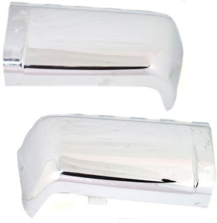 AM SIERRA SILVERADO FULLSIZE P U 07-14 REAR BUMPER END RH AND LH Chrome w o Sensor Holes Fits 2007 Non Classic SKU SET REPC761103 Partslink GM1105149 GM1104149 OEM 15284308-15284307