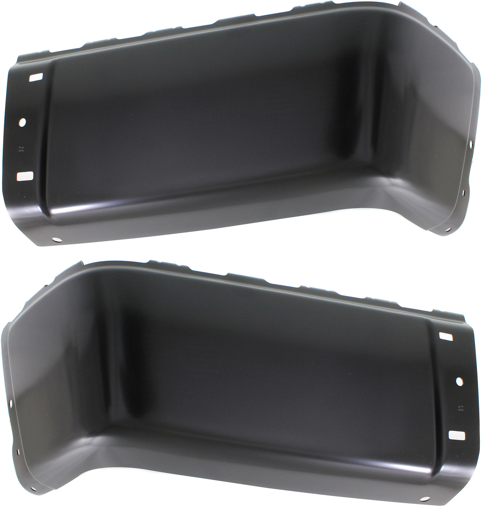 AM SIERRA SILVERADO FULLSIZE P U 07-13 REAR BUMPER END RH AND LH Black Steel w o Sensor Holes Fits 2007 Non Classic SKU SET REPC761113 Partslink GM1105151 GM1104151 OEM 20965925-20965924