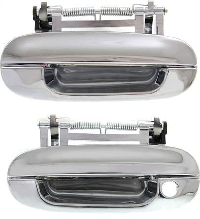AM SEVILLE 98-04 DTS 06-11 FRONT EXTERIOR DOOR HANDLE RH AND LH All Chrome w o Keyhole =REAR SKU SET REPCD462107 OEM 25843395 PFM 25749397 PFM