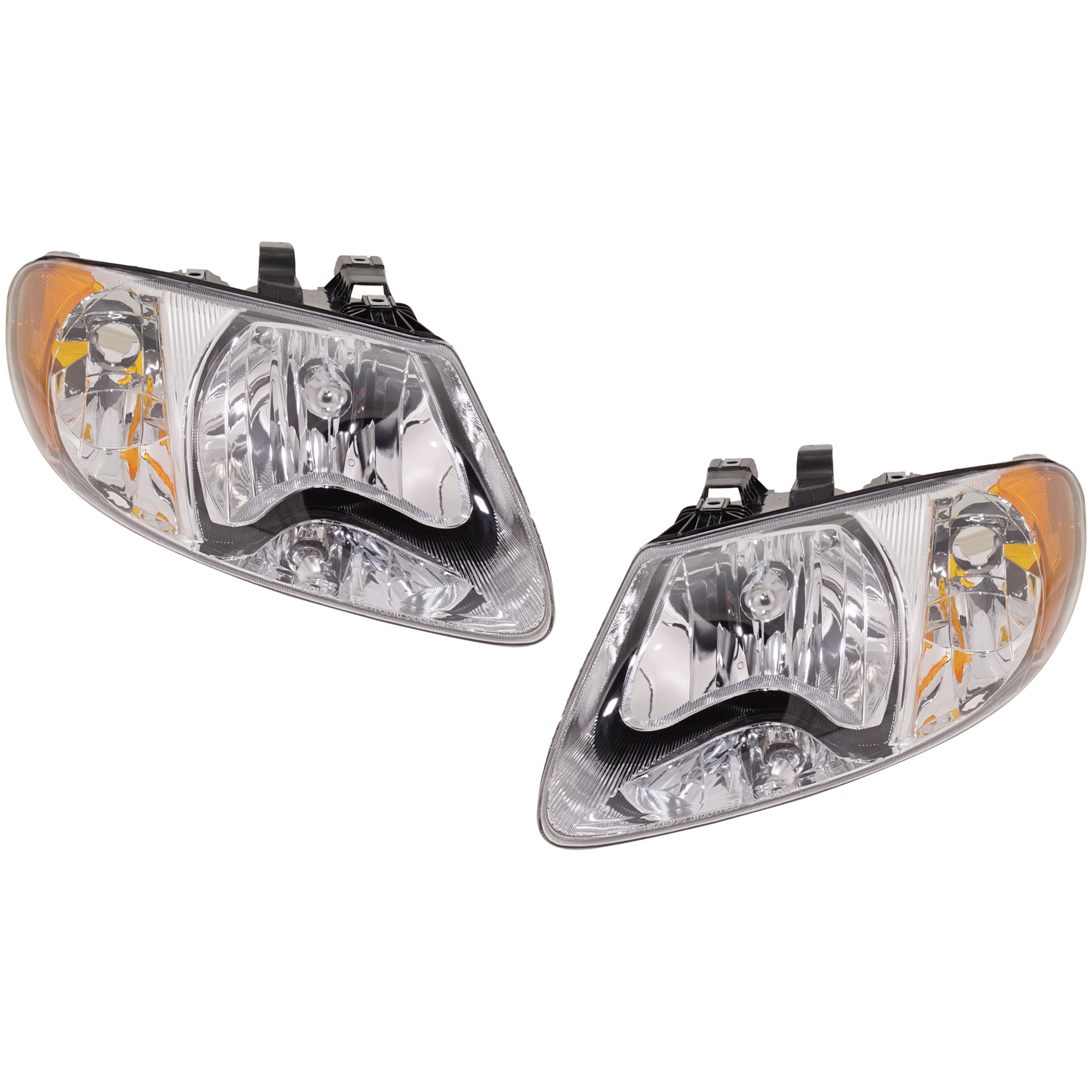 AM CARAVAN 01-07 HEAD LAMP RH AND LH Assembly Halogen 113 in. WB w o Turn Signal Light Bulb SKU SET REPCH100101 OEM 4857700AC PFM 4857701AC PFM