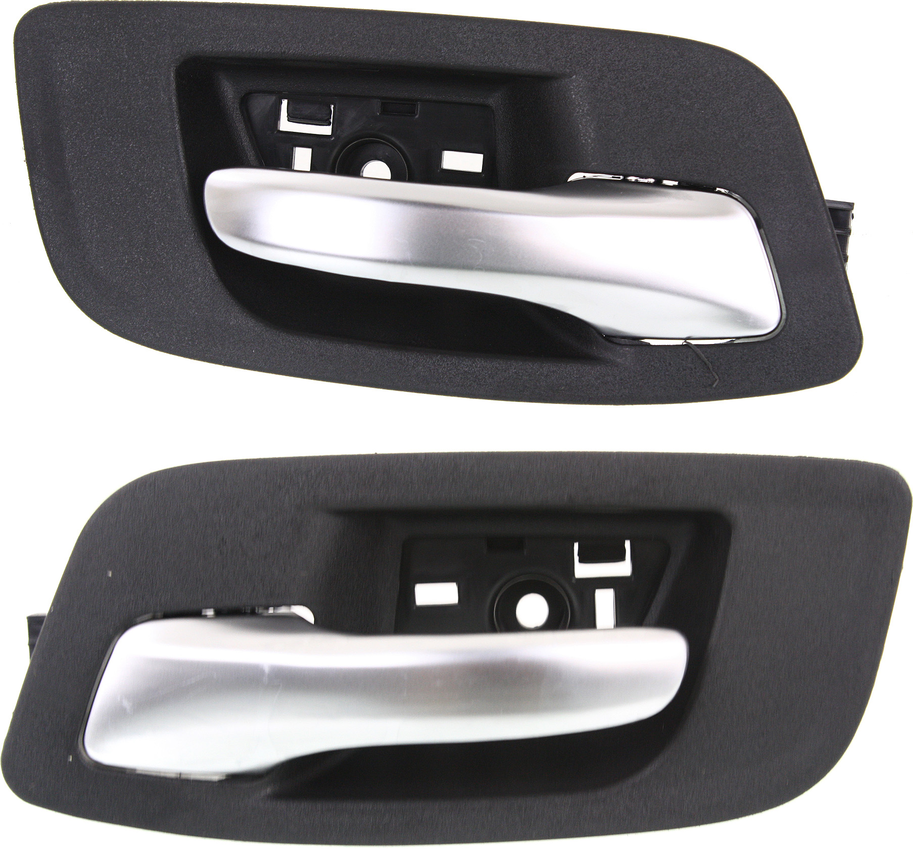 AM CHRYSLER 300-11-20 FRONT INTERIOR DOOR HANDLE RH AND LH Silver Lever+Black Housing w o Hole Plastic Sdn SKU SET REPCH462141 Partslink CH1353154 CH1352154 OEM 1TF56DX9AD 1TF59DX9AC